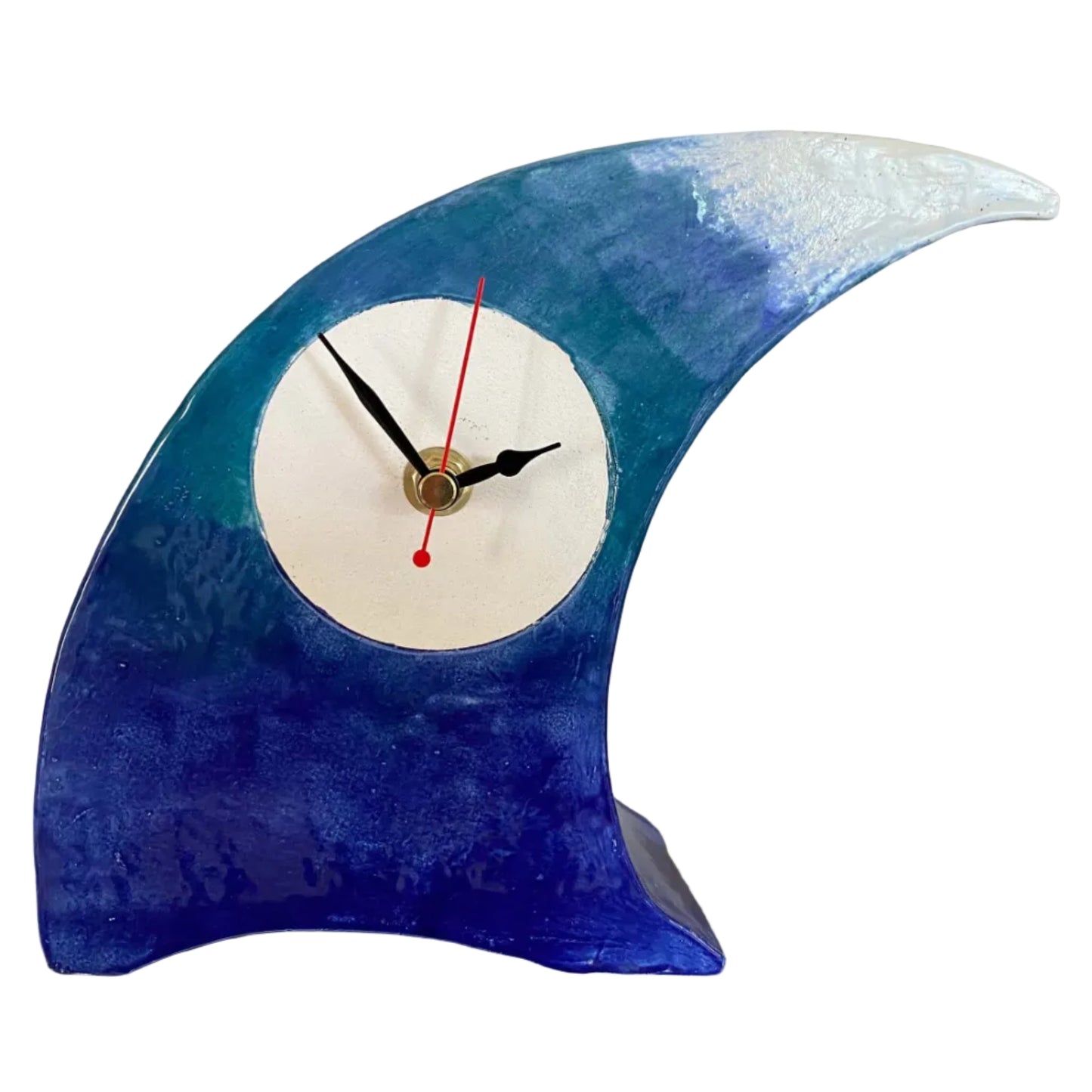 Tabletop Clock, Wave Handmade Ceramic Design
