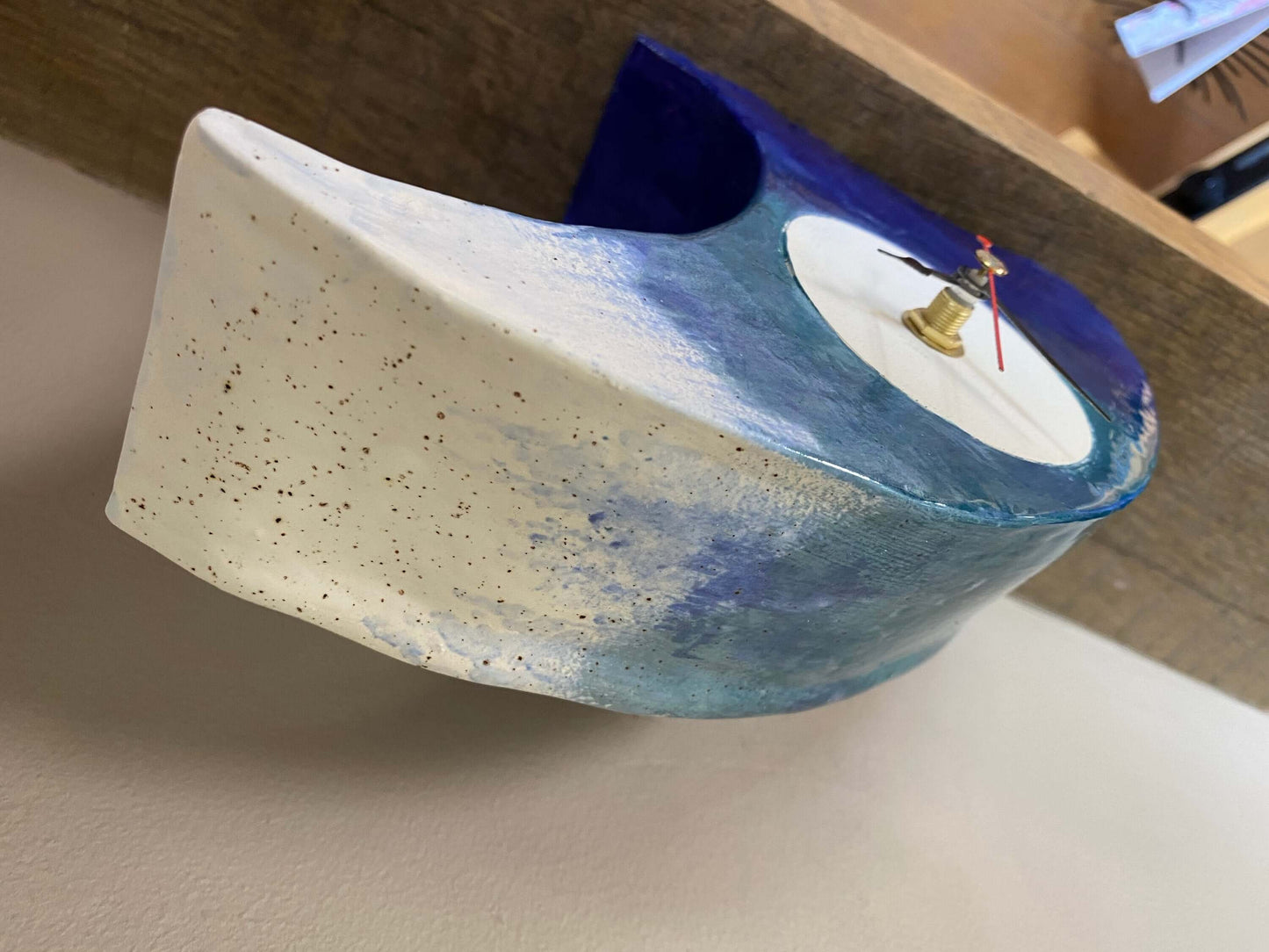 Tabletop Clock, Wave Handmade Ceramic Design