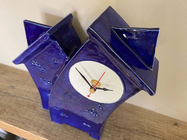 Ceramic Clock, Tabletop Clock, Shelf Clock, Double Clock - PeterBowenArt