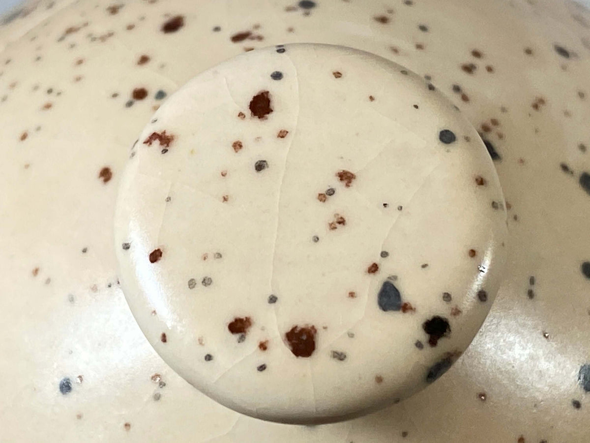 Sugar Bowl with Spoon Honey Speckle Glaze - PeterBowenArt