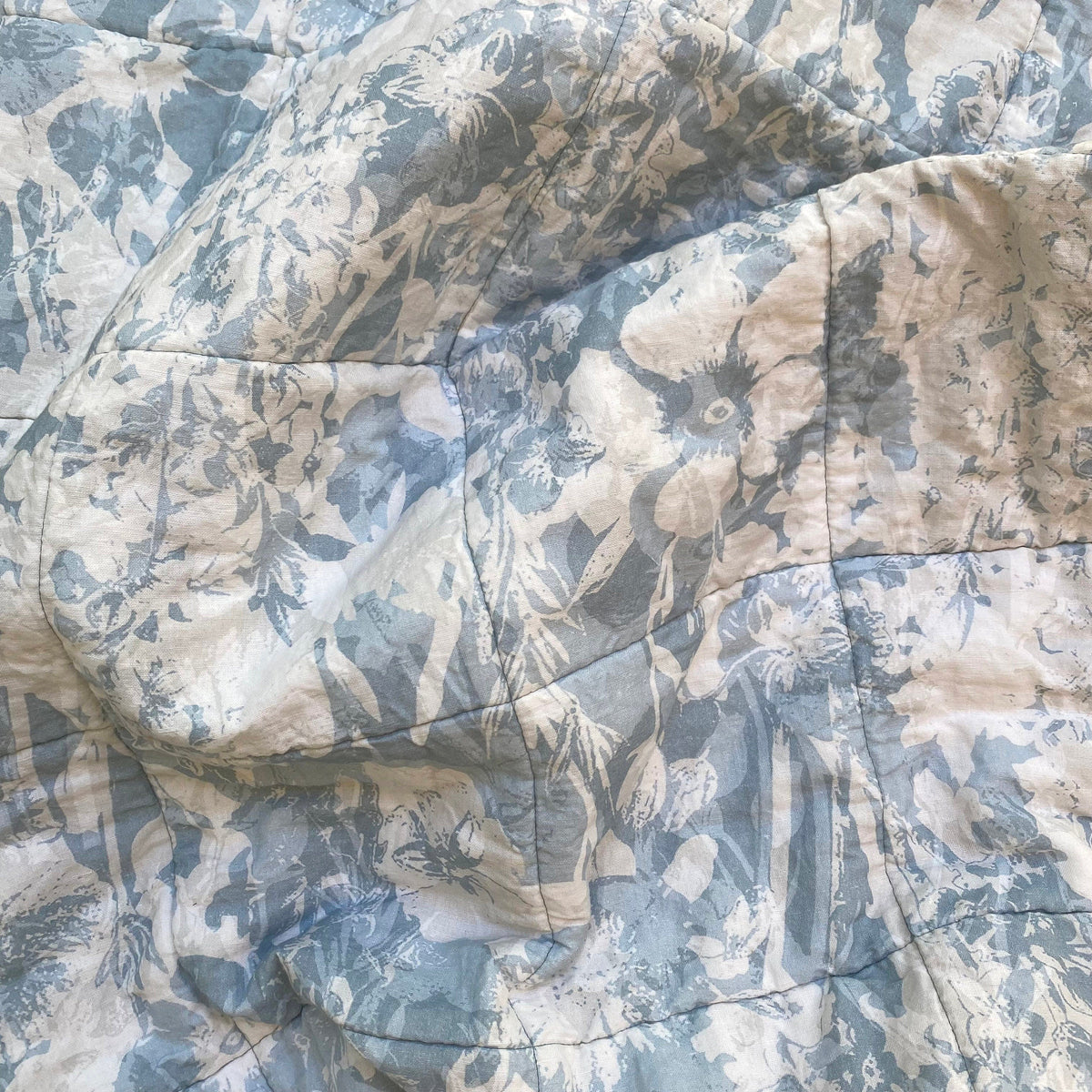 Everly Linen Quilted Throw Duck Egg Blue