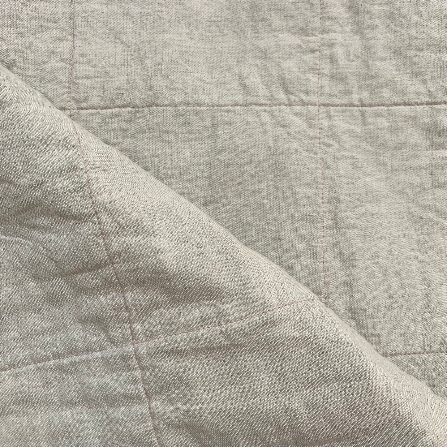 Everly Linen Quilted Throw Pale Pink