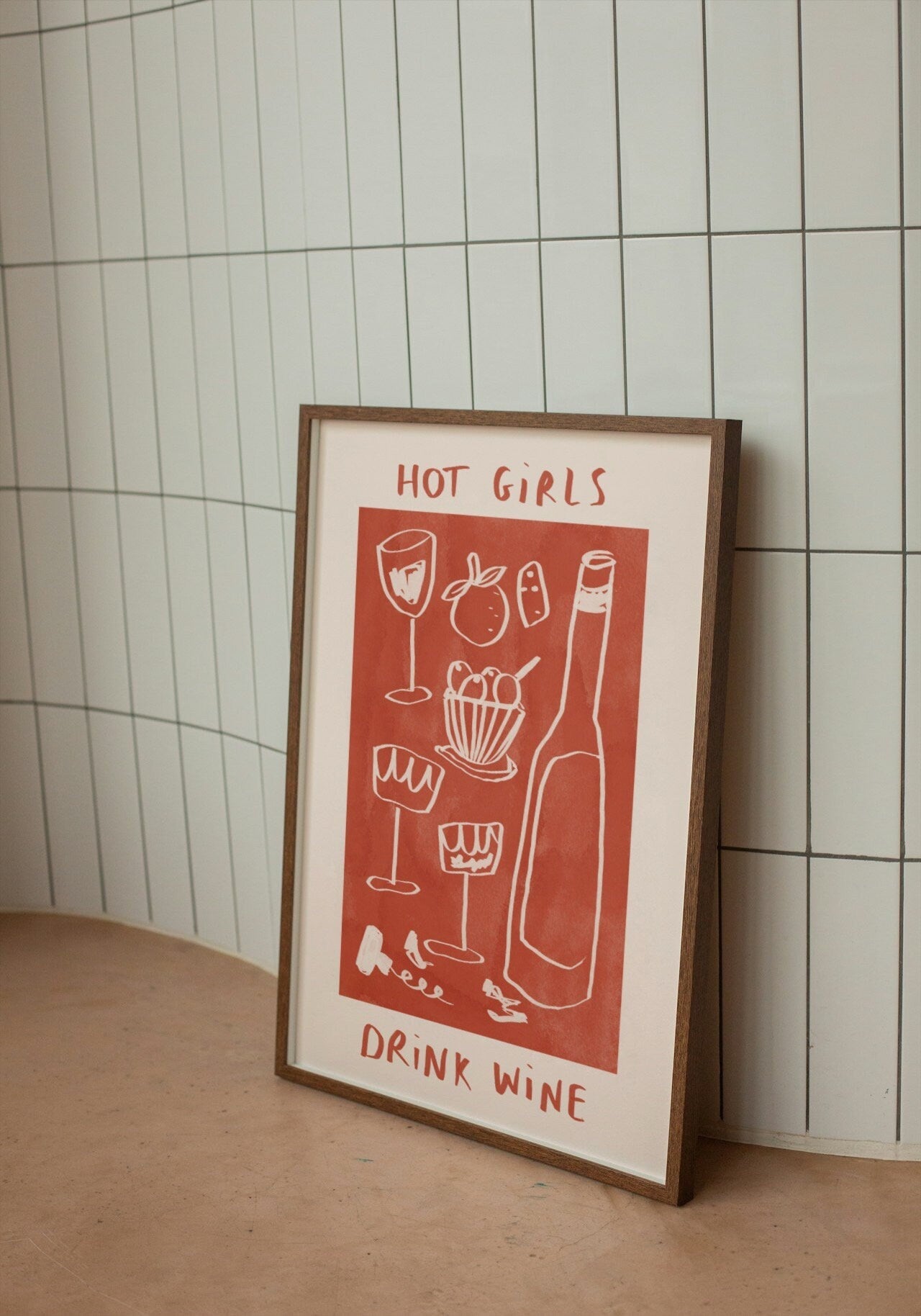 Hot Girls Drink Wine Print