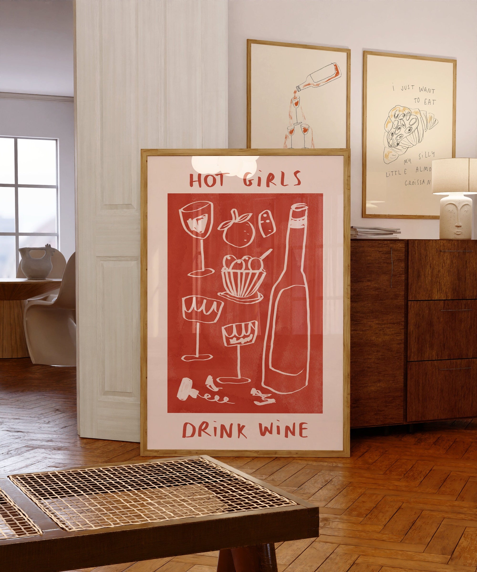 Hot Girls Drink Wine Print