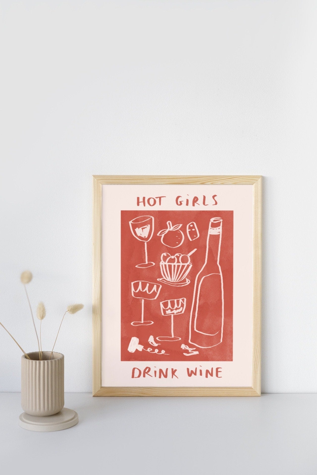 Hot Girls Drink Wine Print