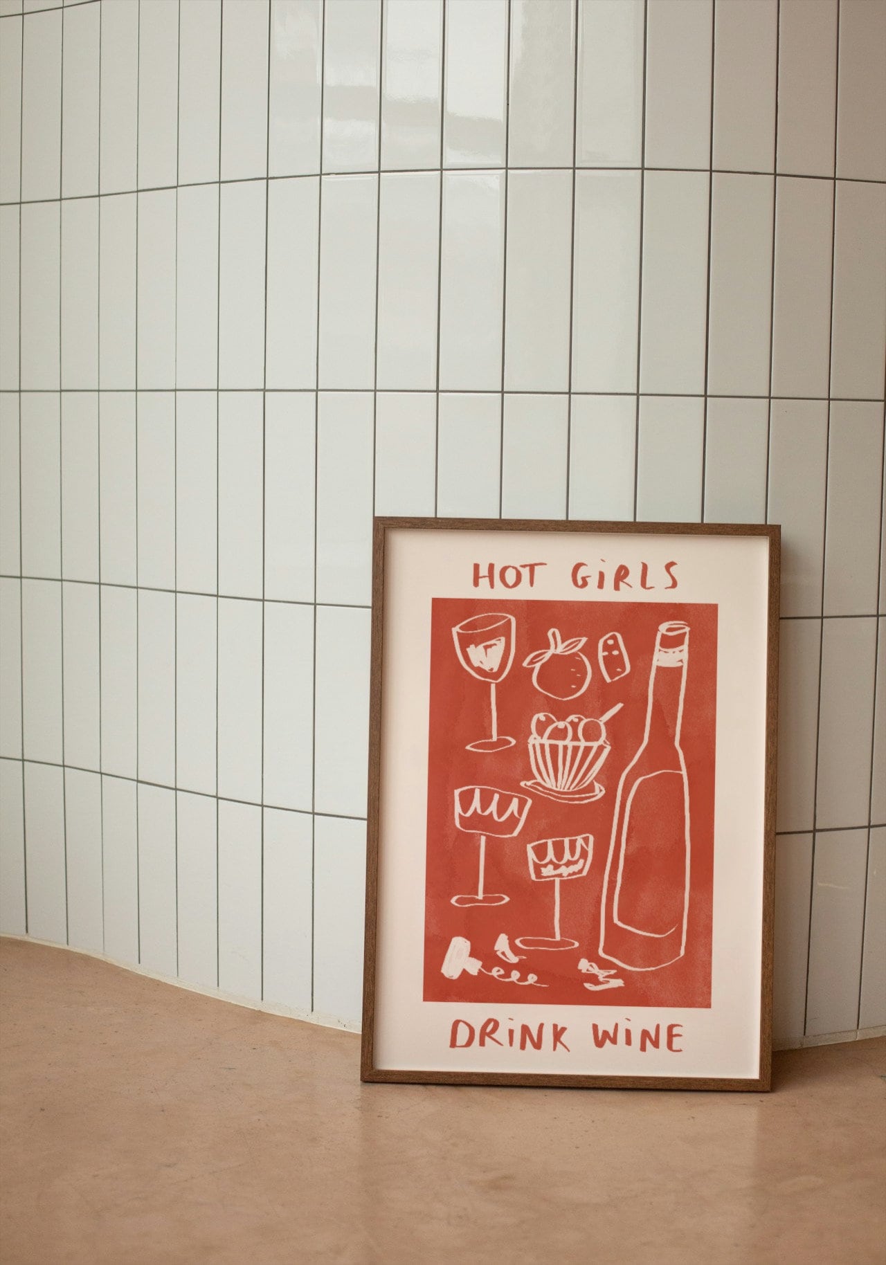 Hot Girls Drink Wine Print