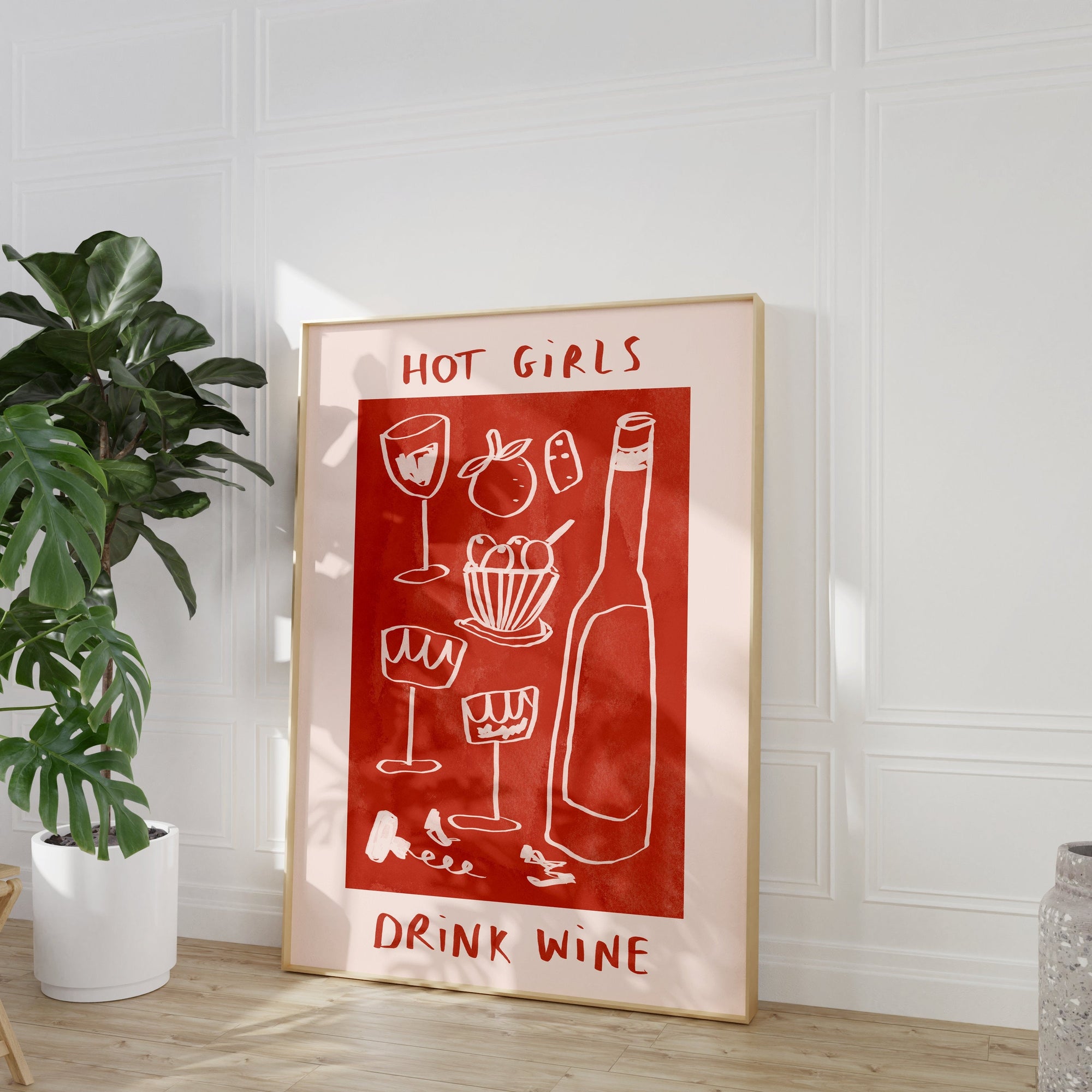 Hot Girls Drink Wine Print