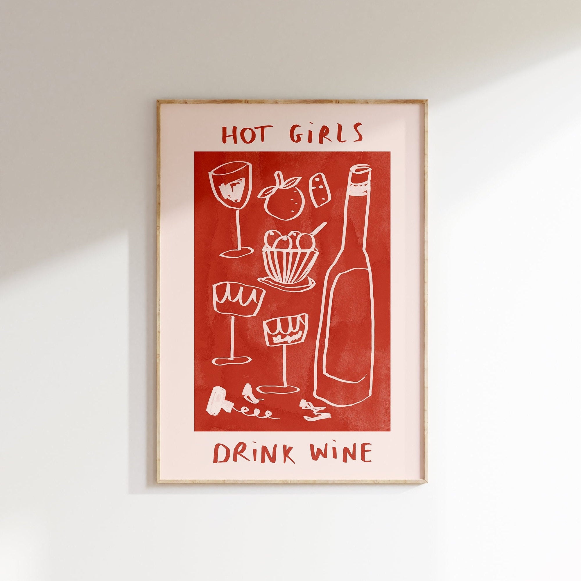 Hot Girls Drink Wine Print
