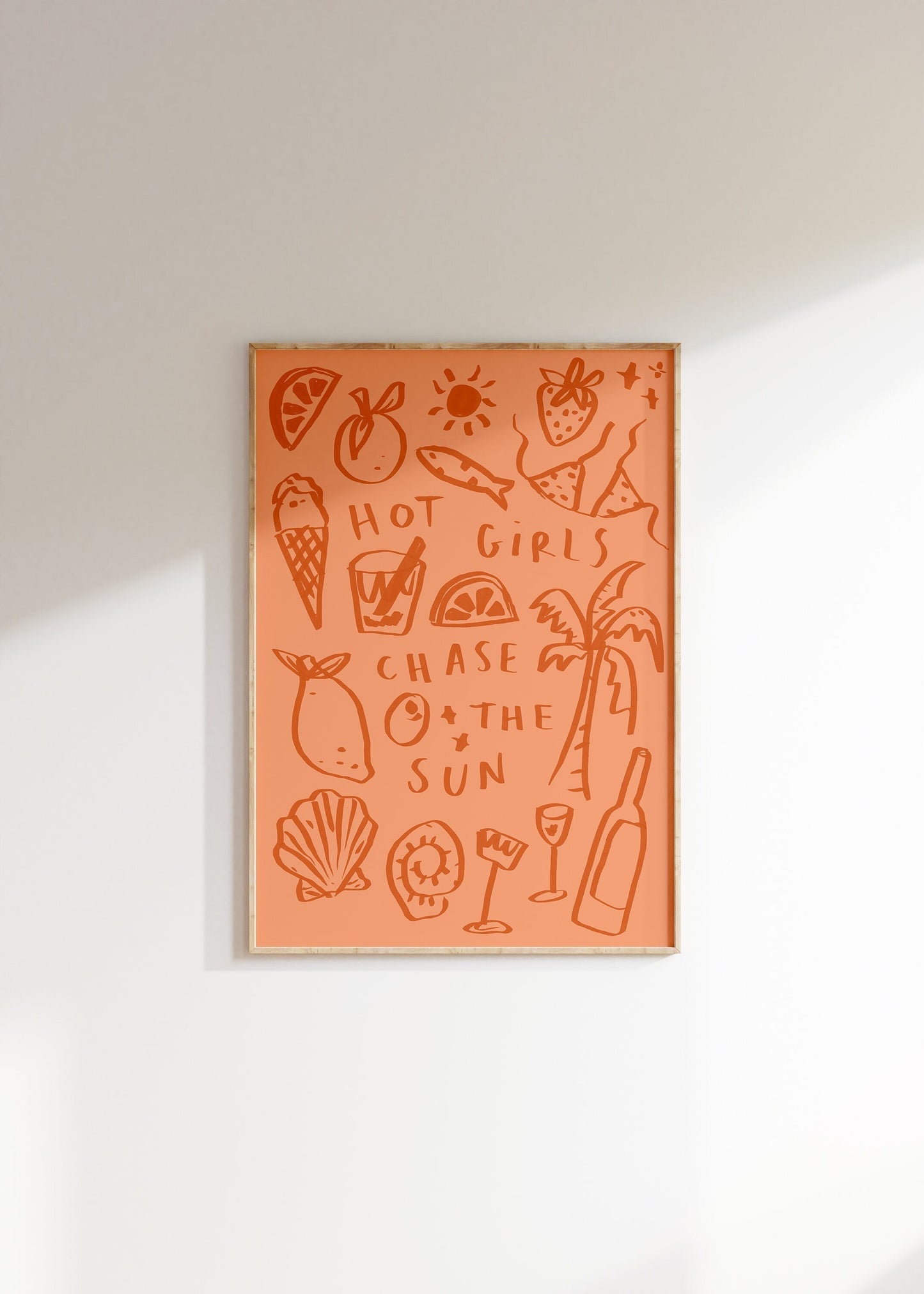 Hot Girls Chase The Sun Print