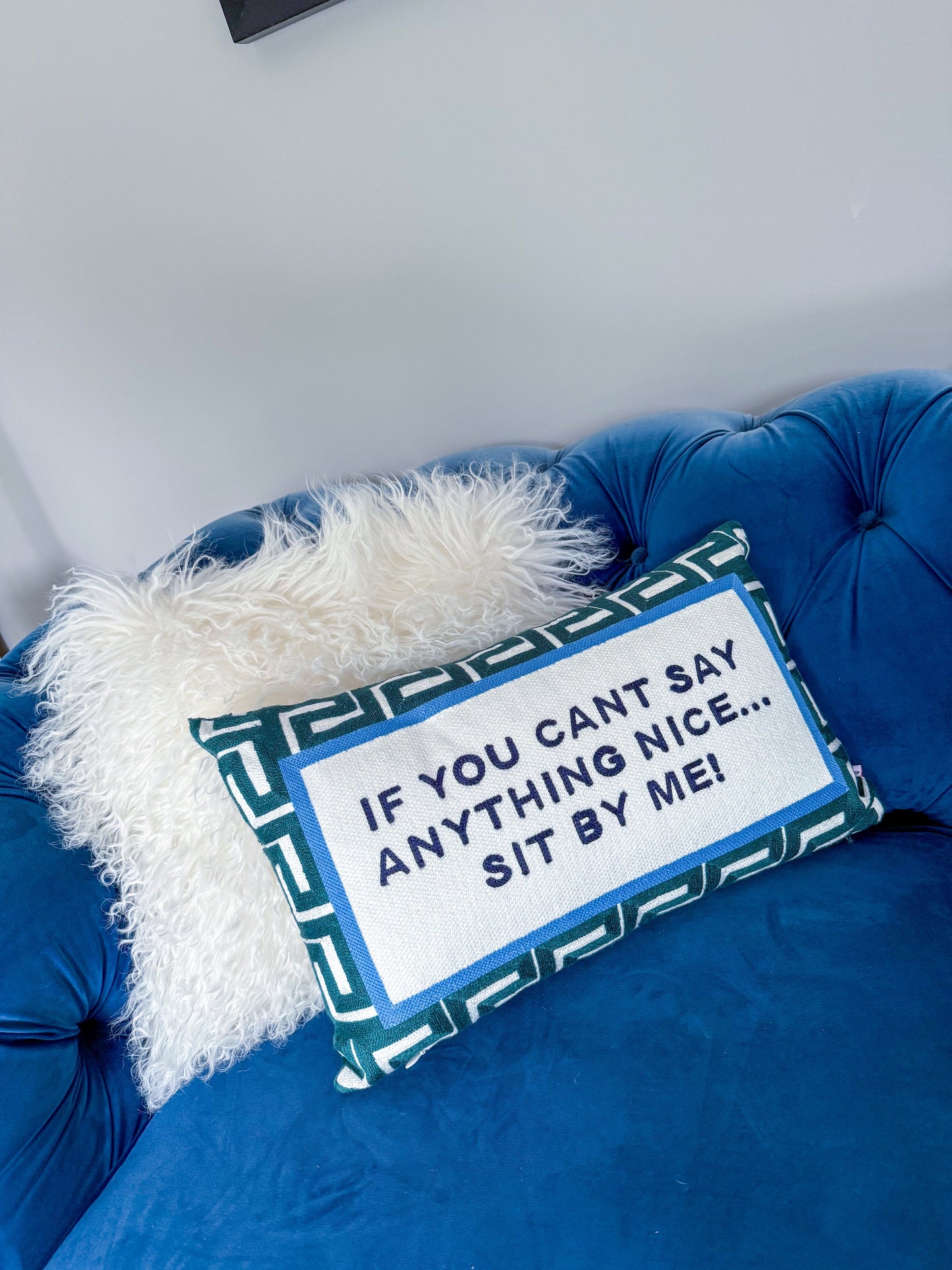 Funny Needlepoint Pillow – If You Can't Say Anything Nice… Sit By Me