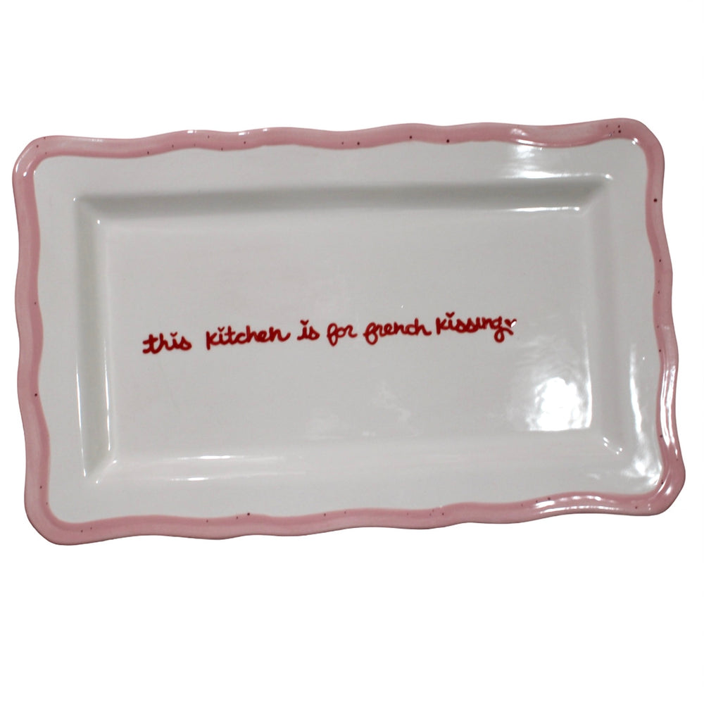 "This Kitchen Is for French Kissing” Scalloped Tray