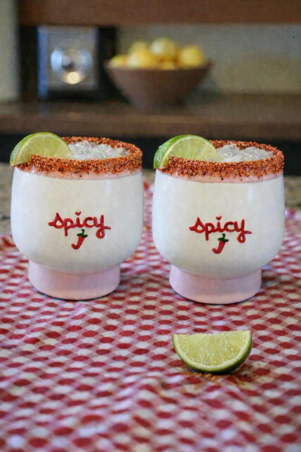 Hand-painted "spicy marg" Glasses/Set of Two