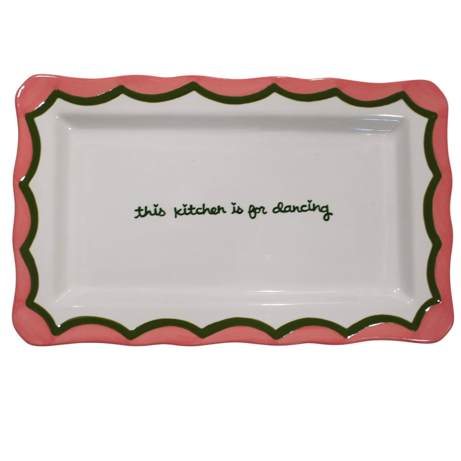 Hand-painted “this kitchen is for dancing” Scalloped Tray