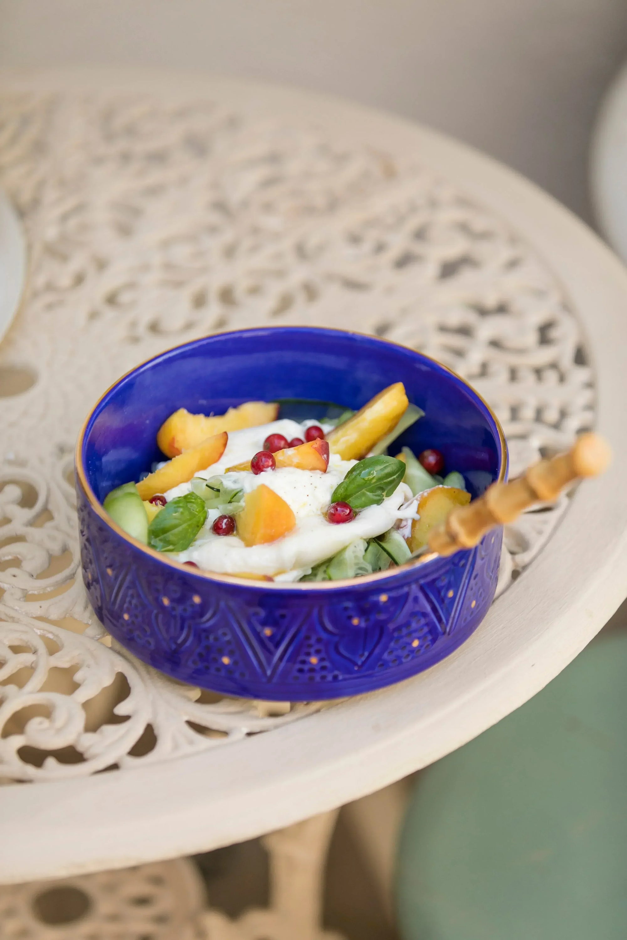 Straight Serving Plate - Majorelle Blue Gold Imprint