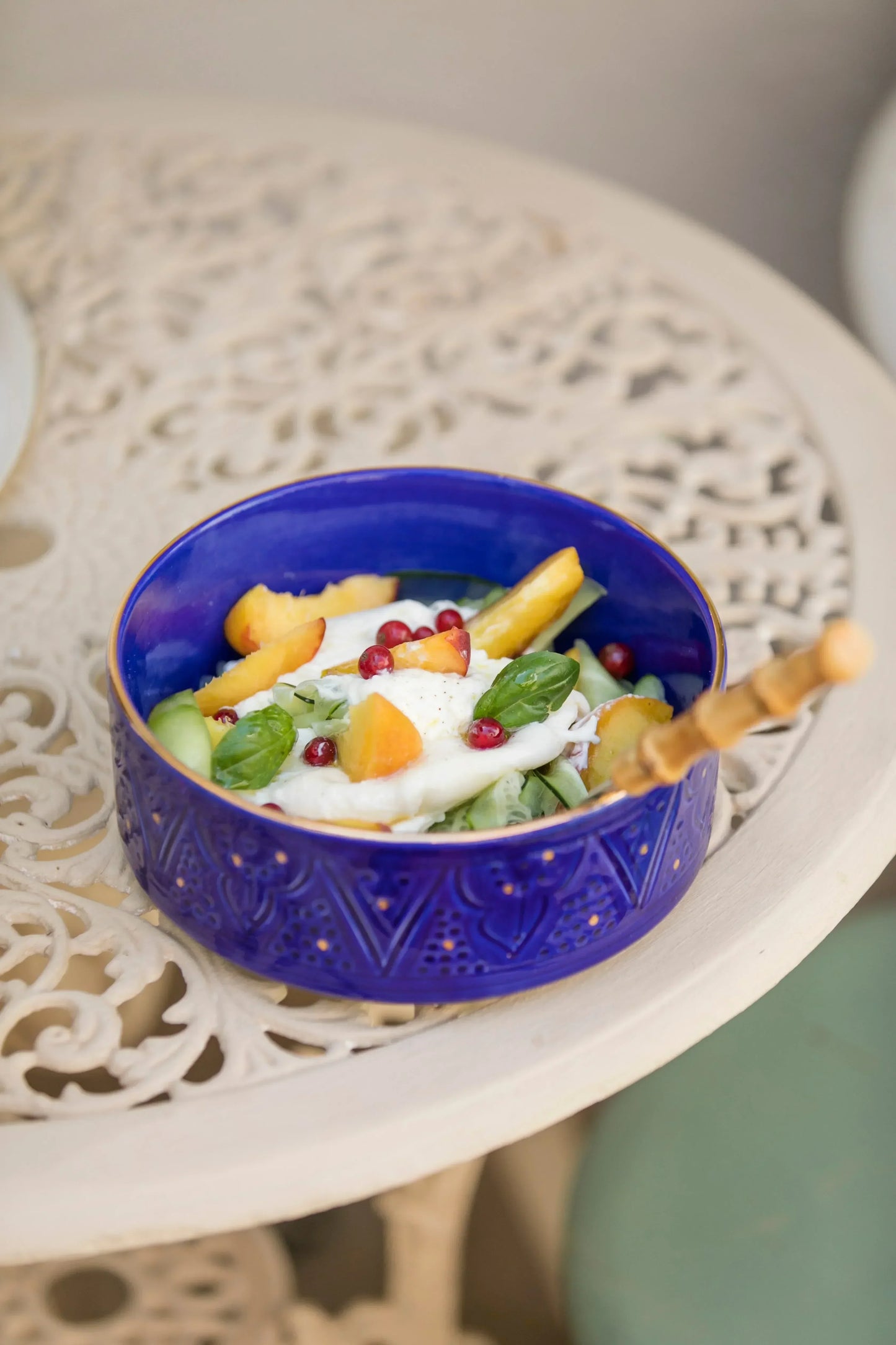 Straight Serving Plate - Majorelle Blue Gold Imprint
