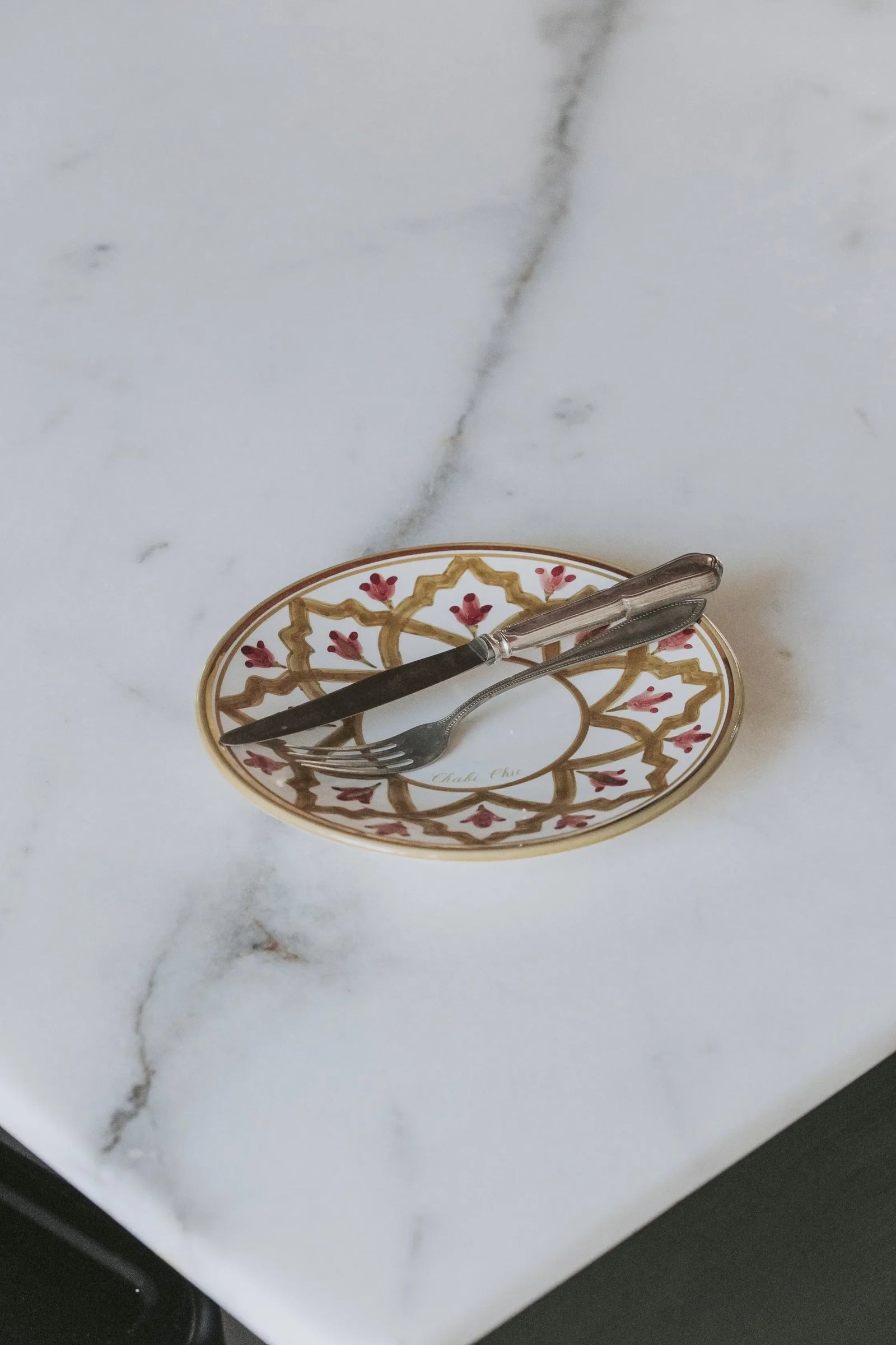 Dinner Plate - Khaki Aubergine Gold