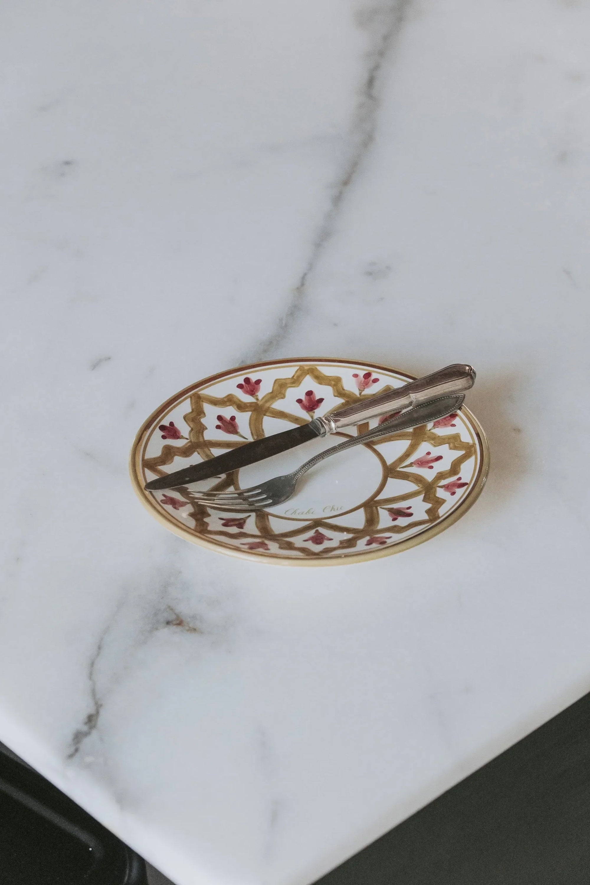 Dinner Plate - Khaki Aubergine Gold