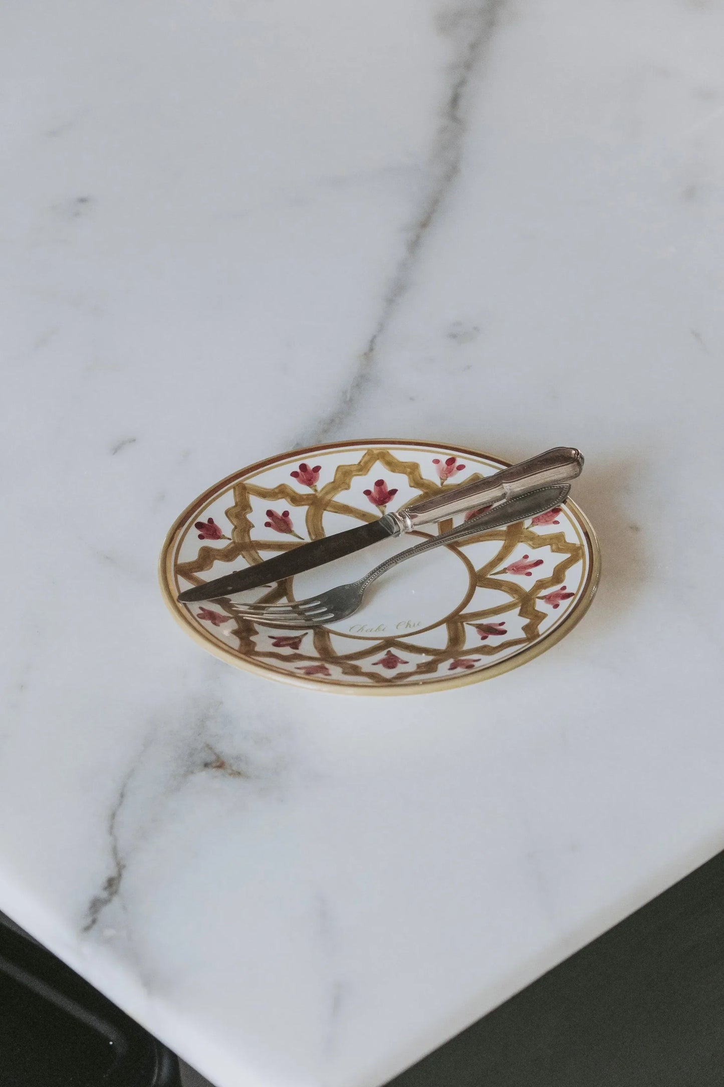 Dinner Plate - Khaki Aubergine Gold