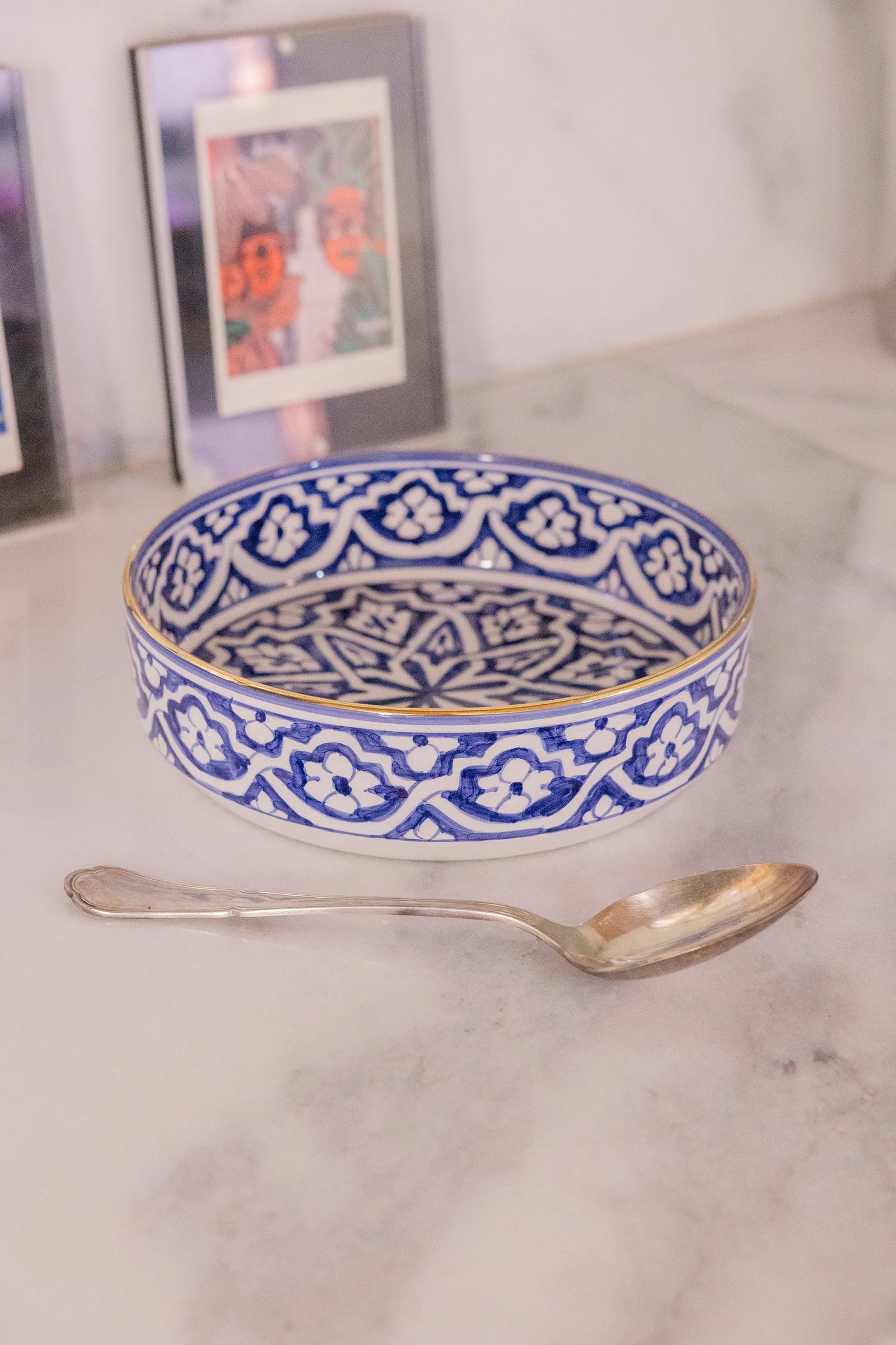 Straight Serving Plate - Fassia Blue Majorelle Gold