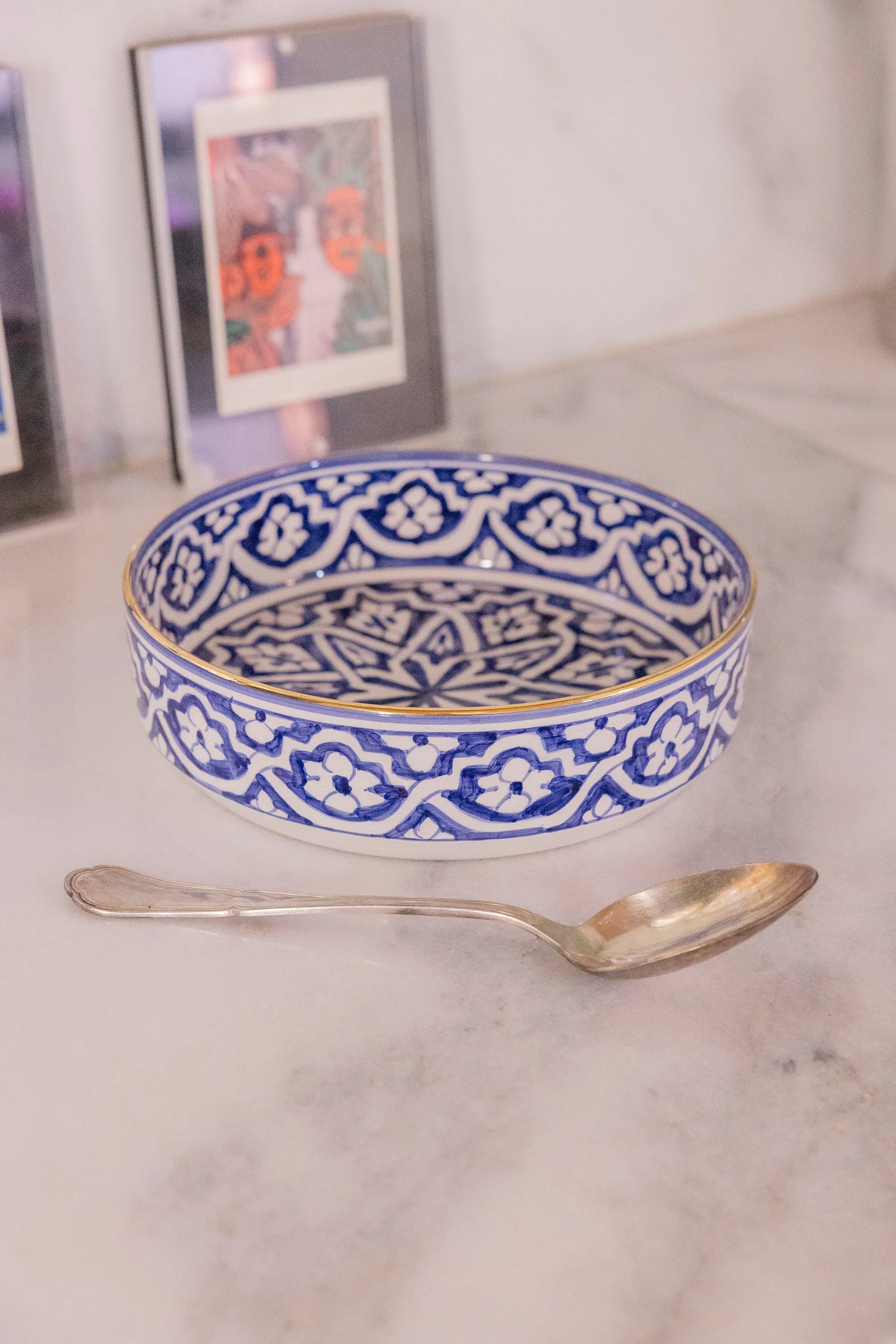 Straight Serving Plate - Fassia Blue Majorelle Gold