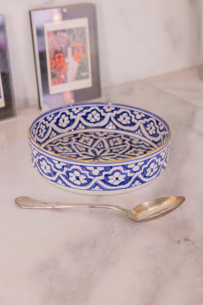 Straight Serving Plate - Fassia Blue Majorelle Gold