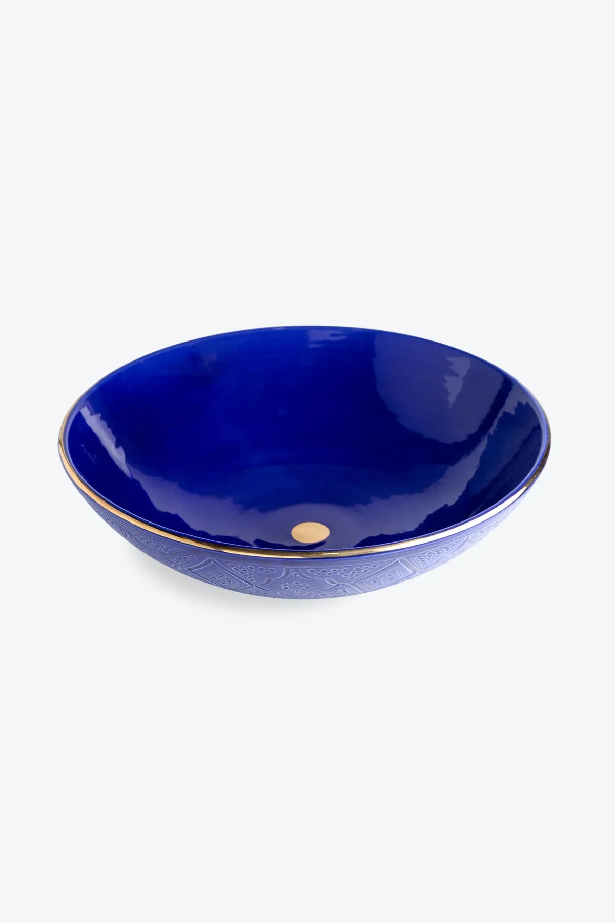 Shallow Salad Bowl - Majorelle Blue Gold Print