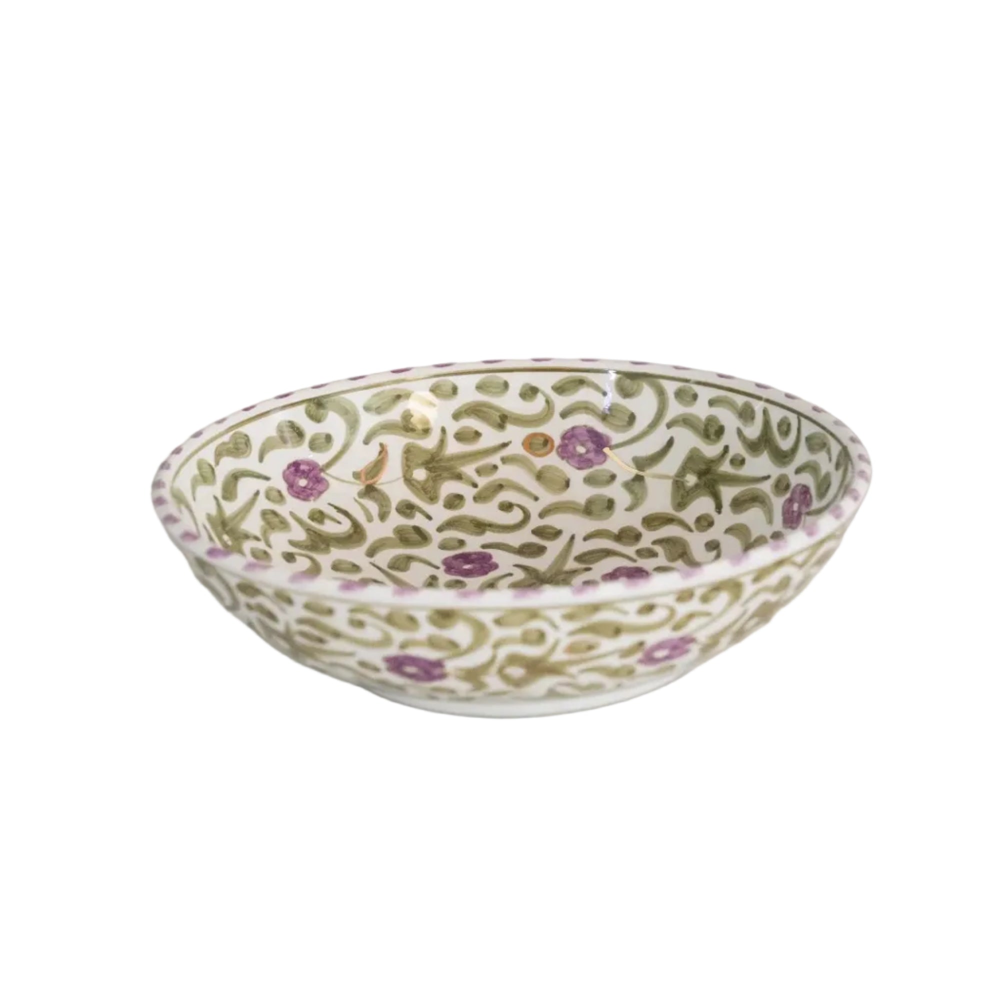 Shallow Salad Bowl - Iris Gold Flower