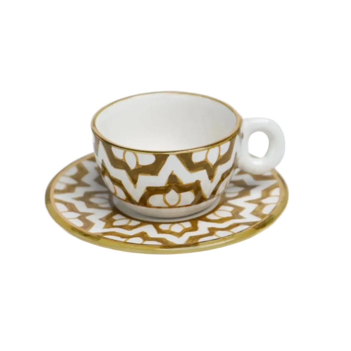 Cup with Handle and Saucer - Fassia Khaki Gold