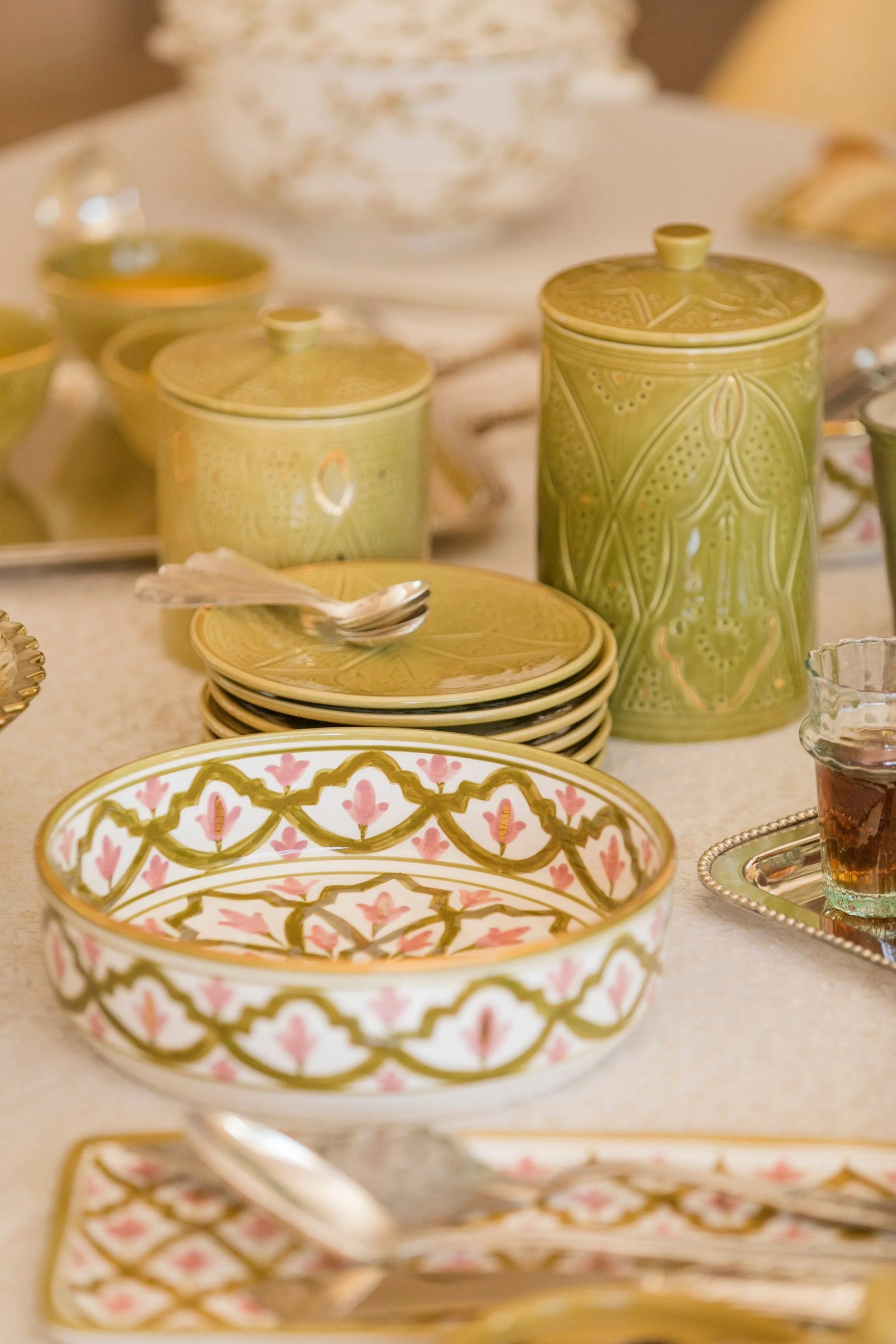 Straight Serving Plate - Khaki Blush Gold