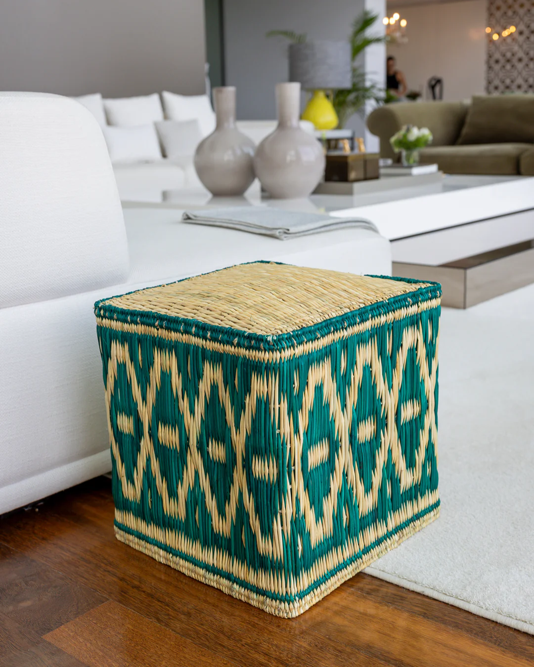 Green Woven Stool