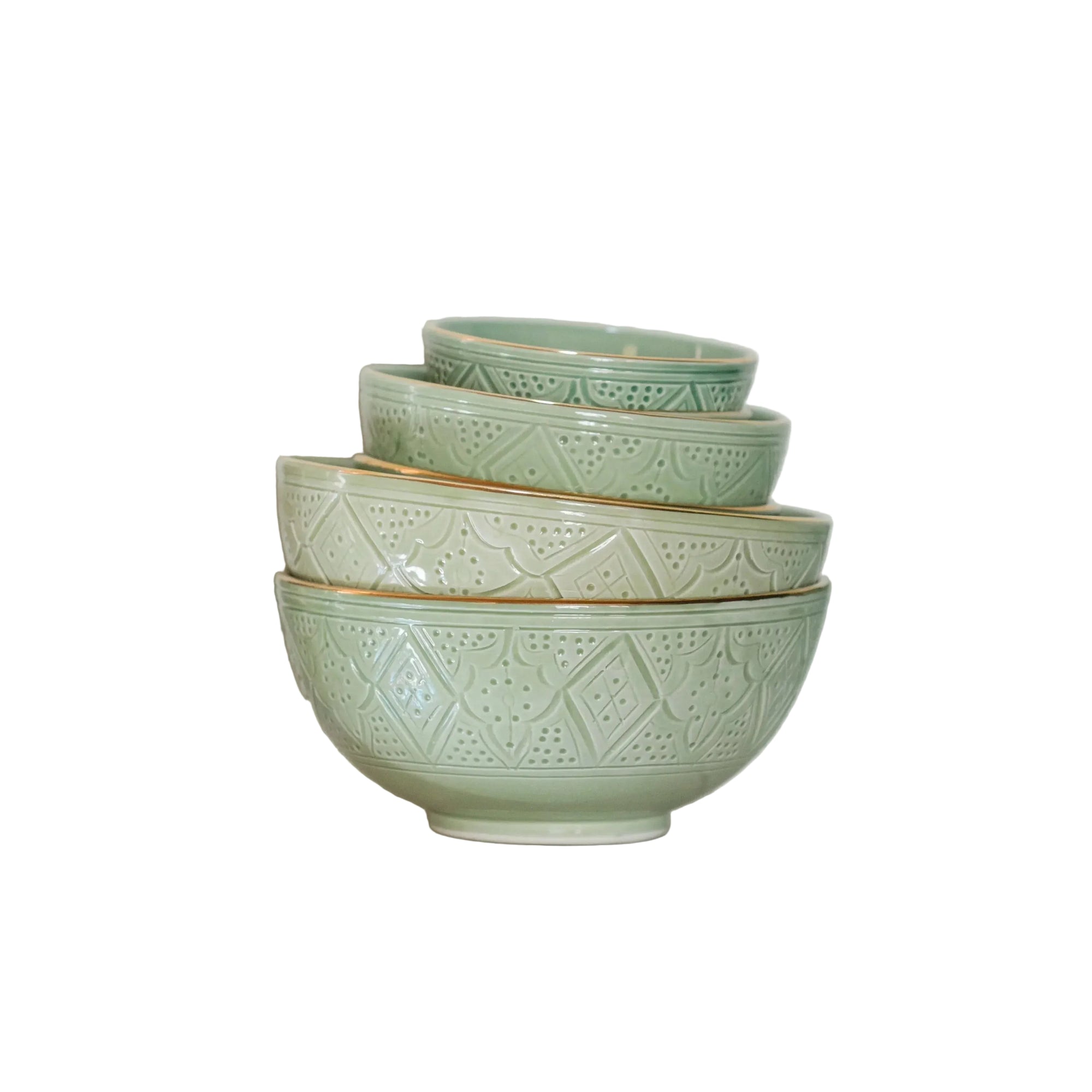 Round Bowl and Salad Bowl - Mint Gold Imprint