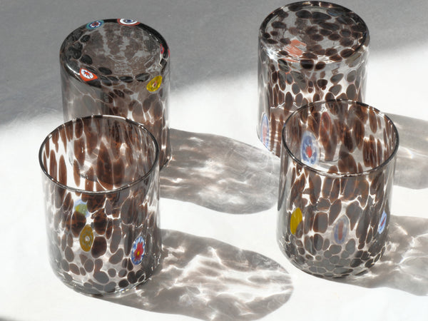 Murano Glass Tumbler, Brown Tortoiseshell
