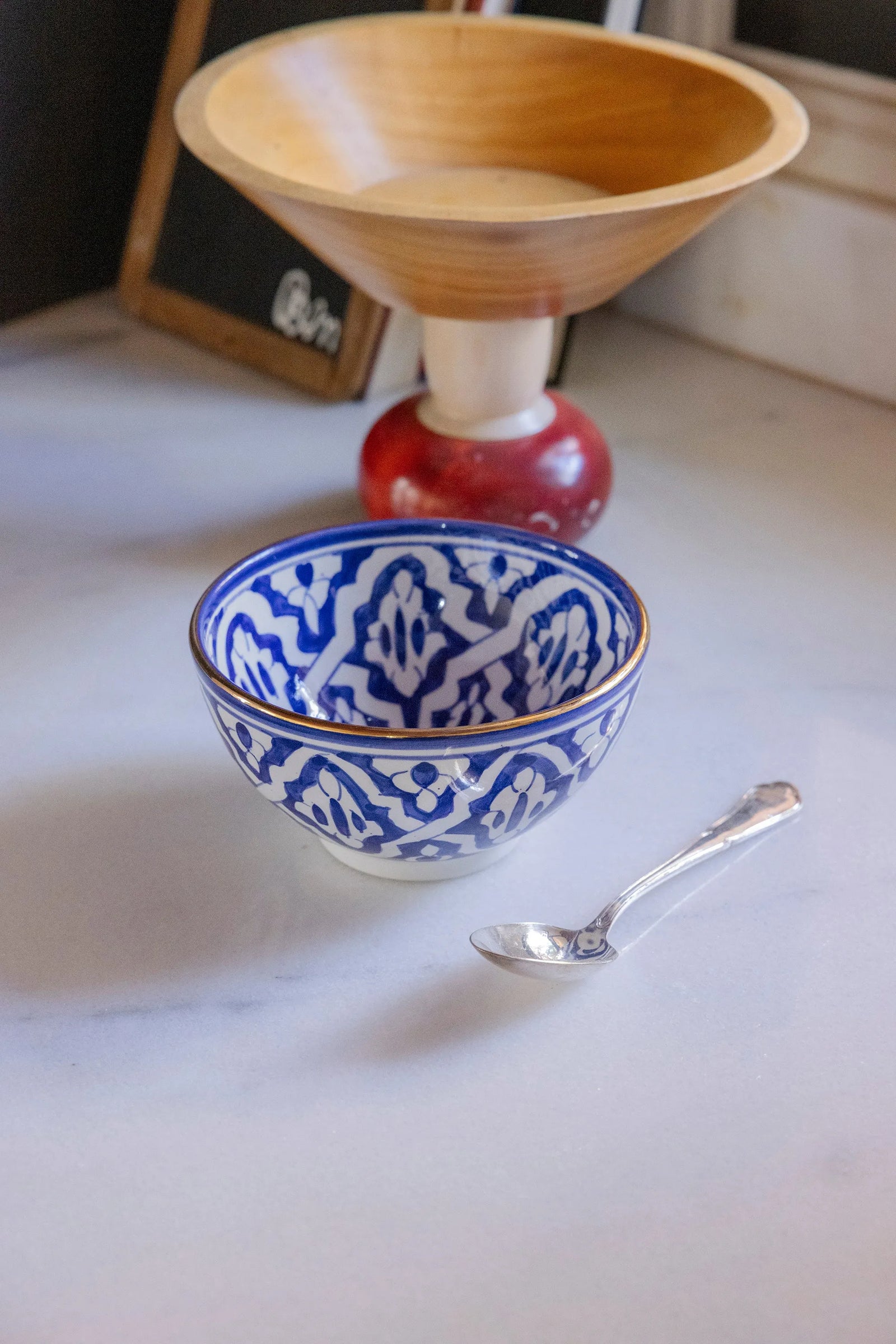 Round Bowl and Salad Bowl - Fassia Blue Majorelle Gold