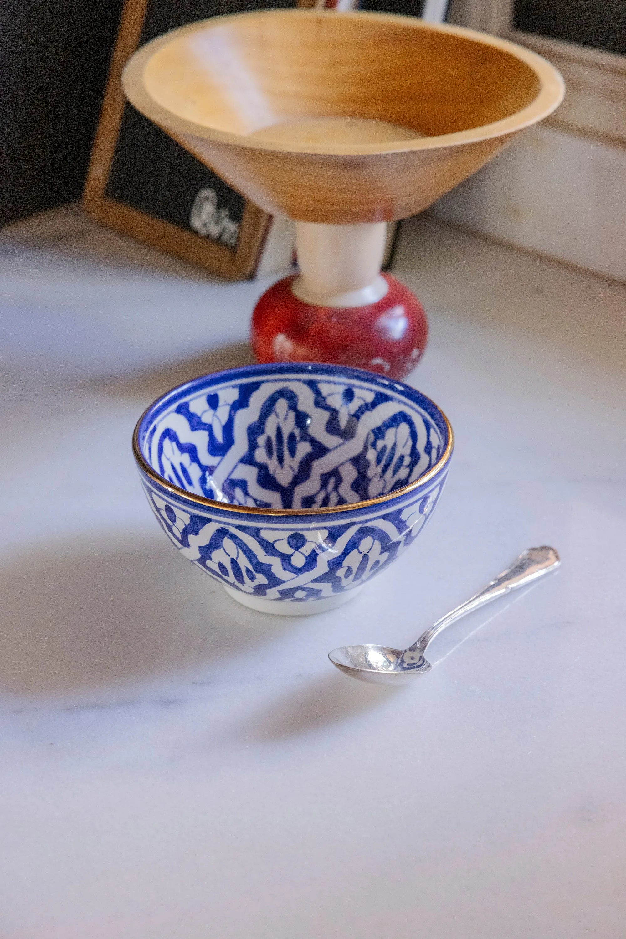Round Bowl and Salad Bowl - Fassia Blue Majorelle Gold