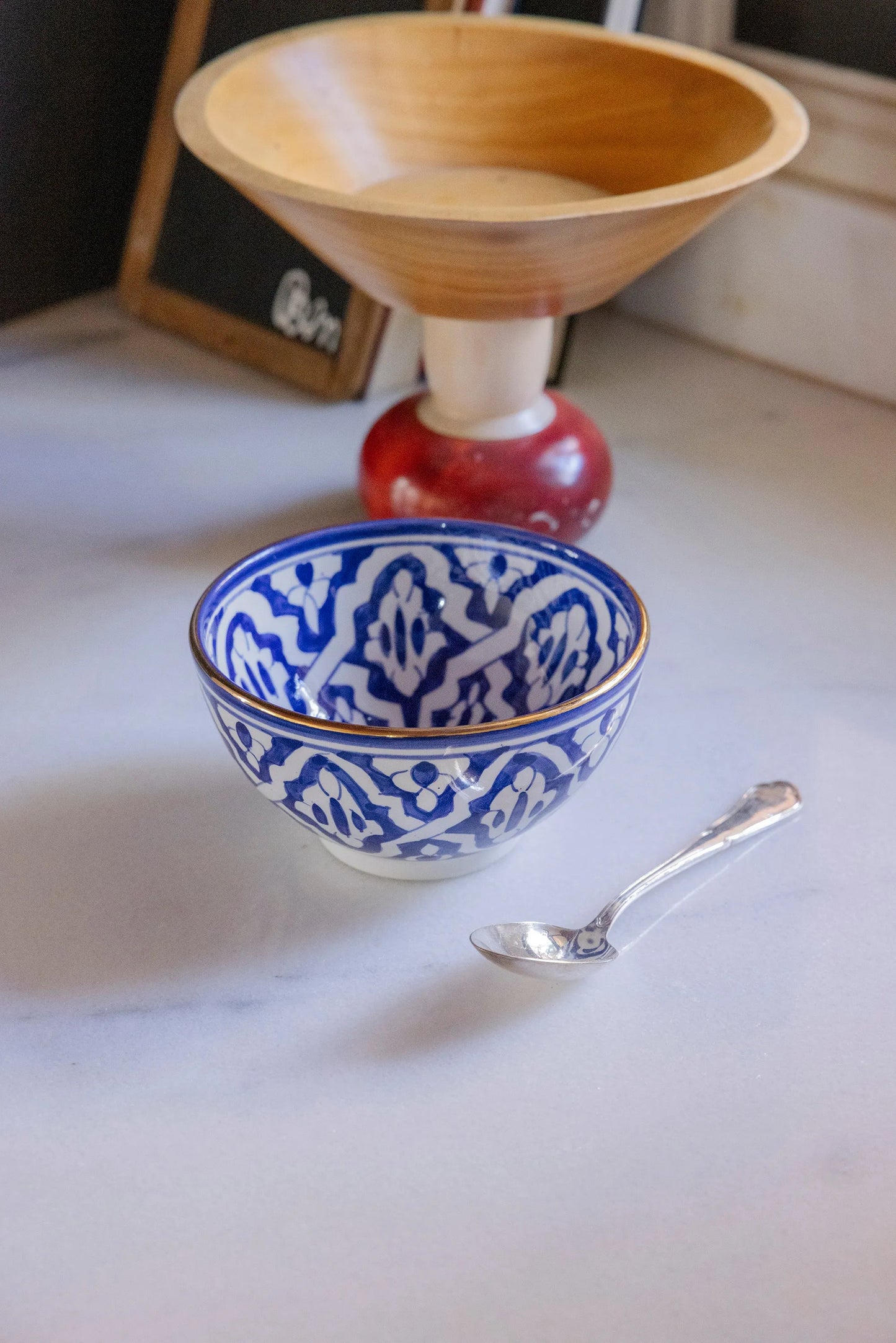 Round Bowl and Salad Bowl - Fassia Blue Majorelle Gold