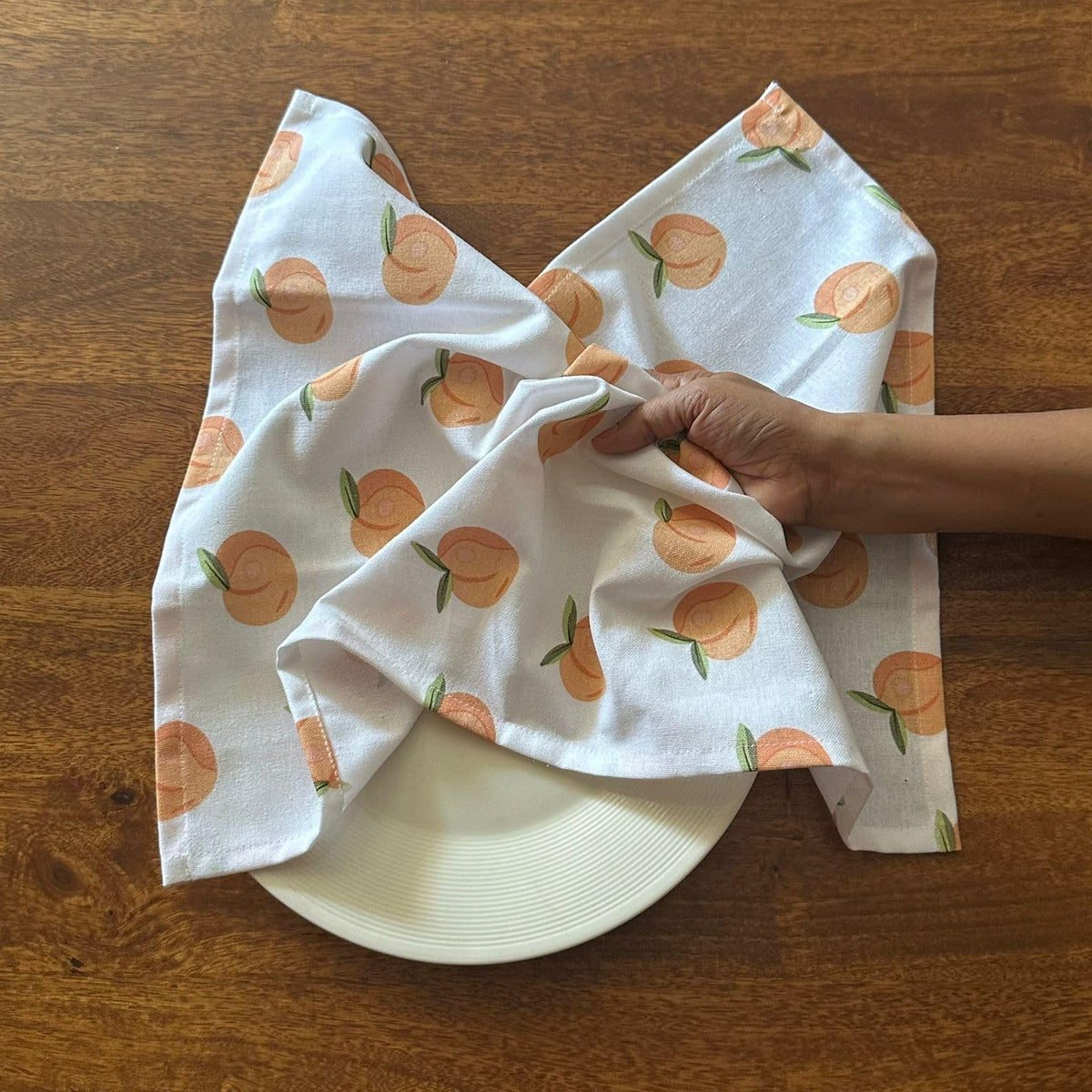 Multi Peach Pink Checks Tea Towel | Block Print | 15x23 in