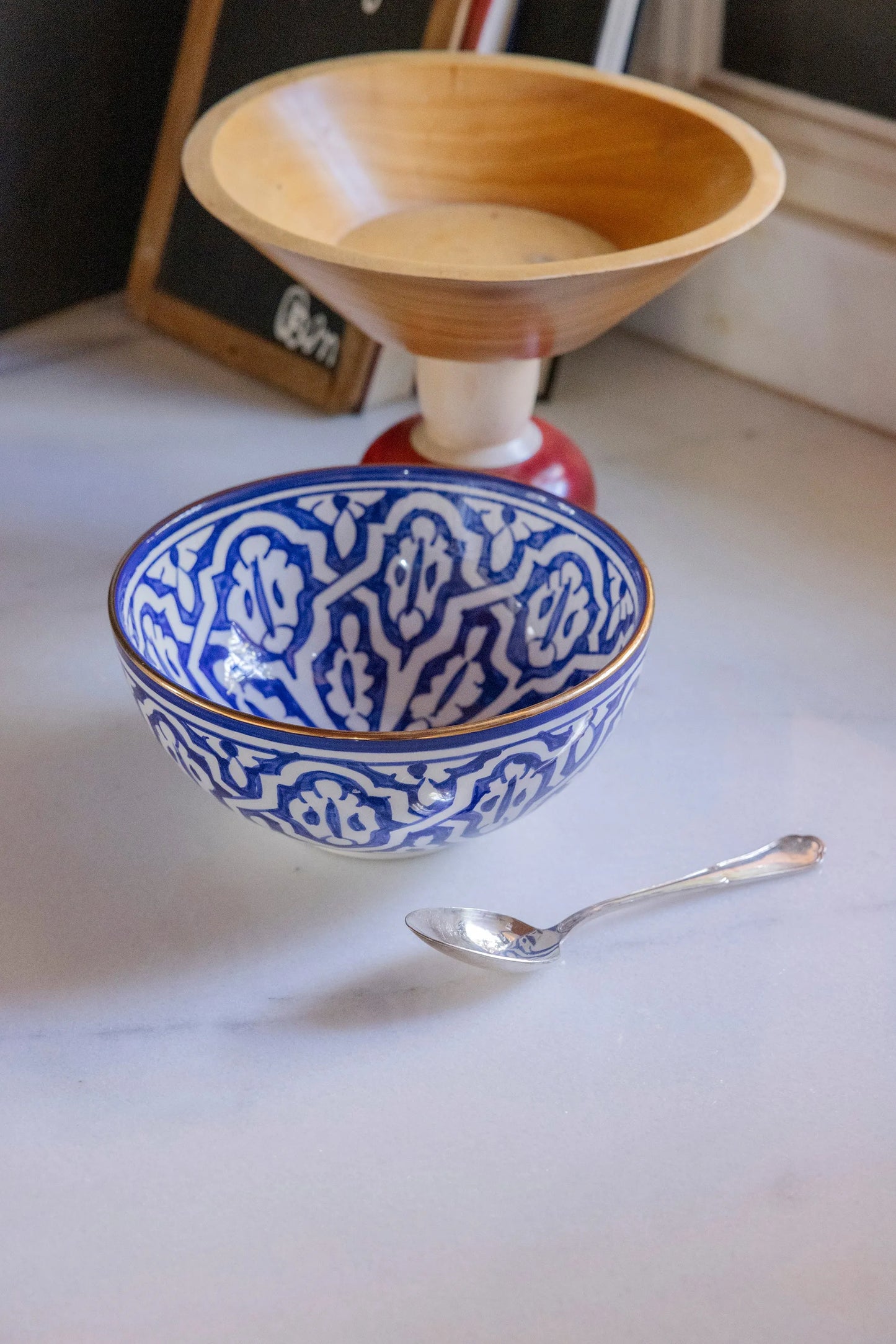 Round Bowl and Salad Bowl - Fassia Blue Majorelle Gold