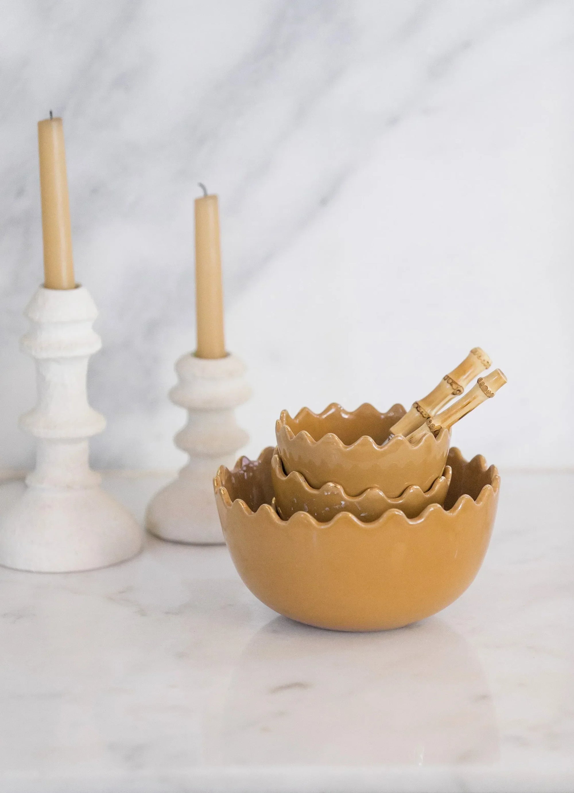 Round Bowl and Salad Bowl - Tazza Curry Gold
