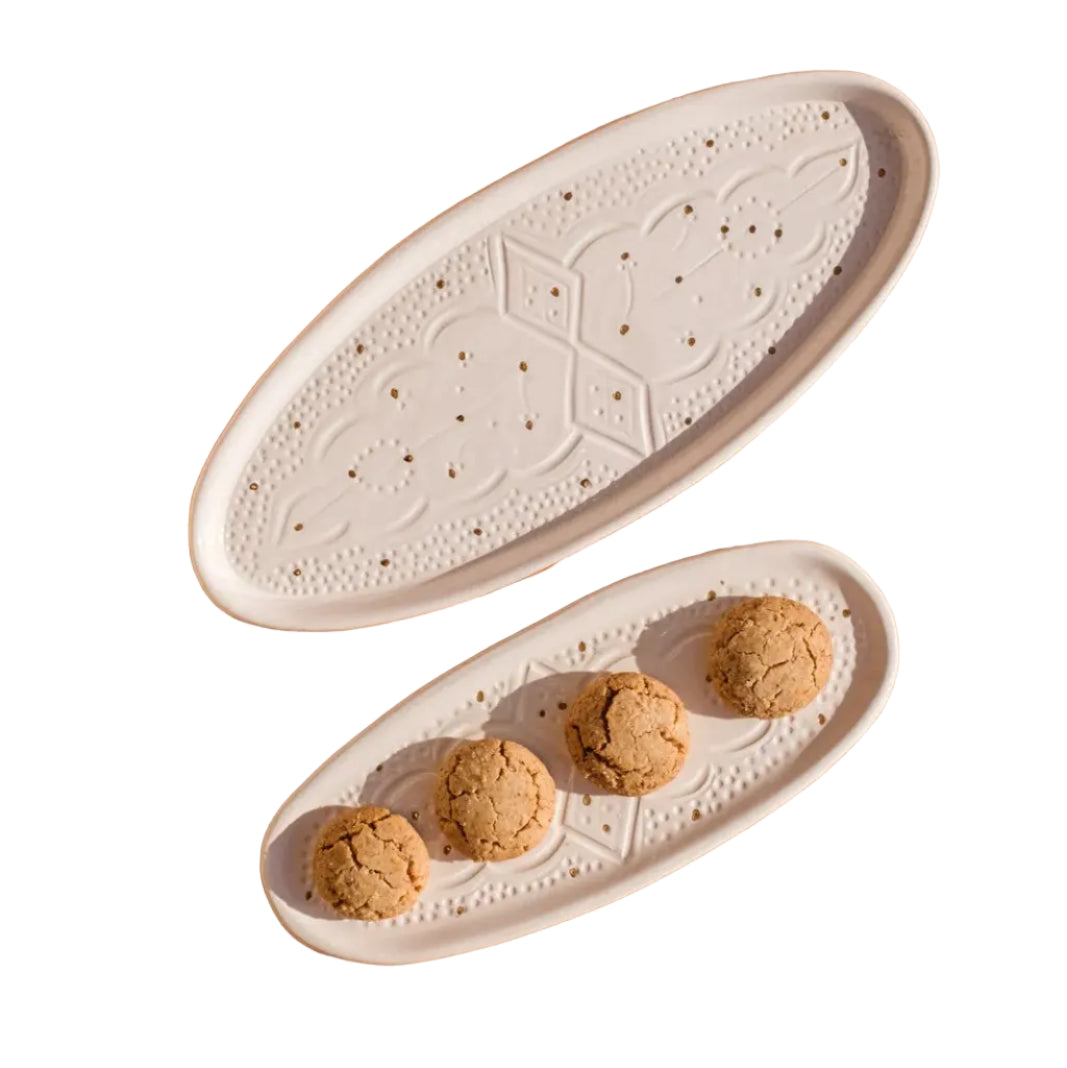 Oval Tray - White Gold Imprint
