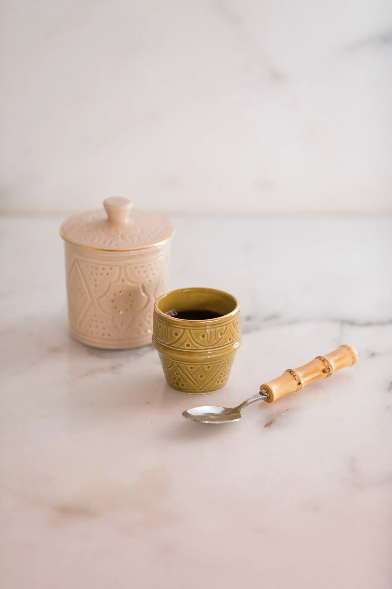 Small Coffee Cup - Khaki Gold Imprint