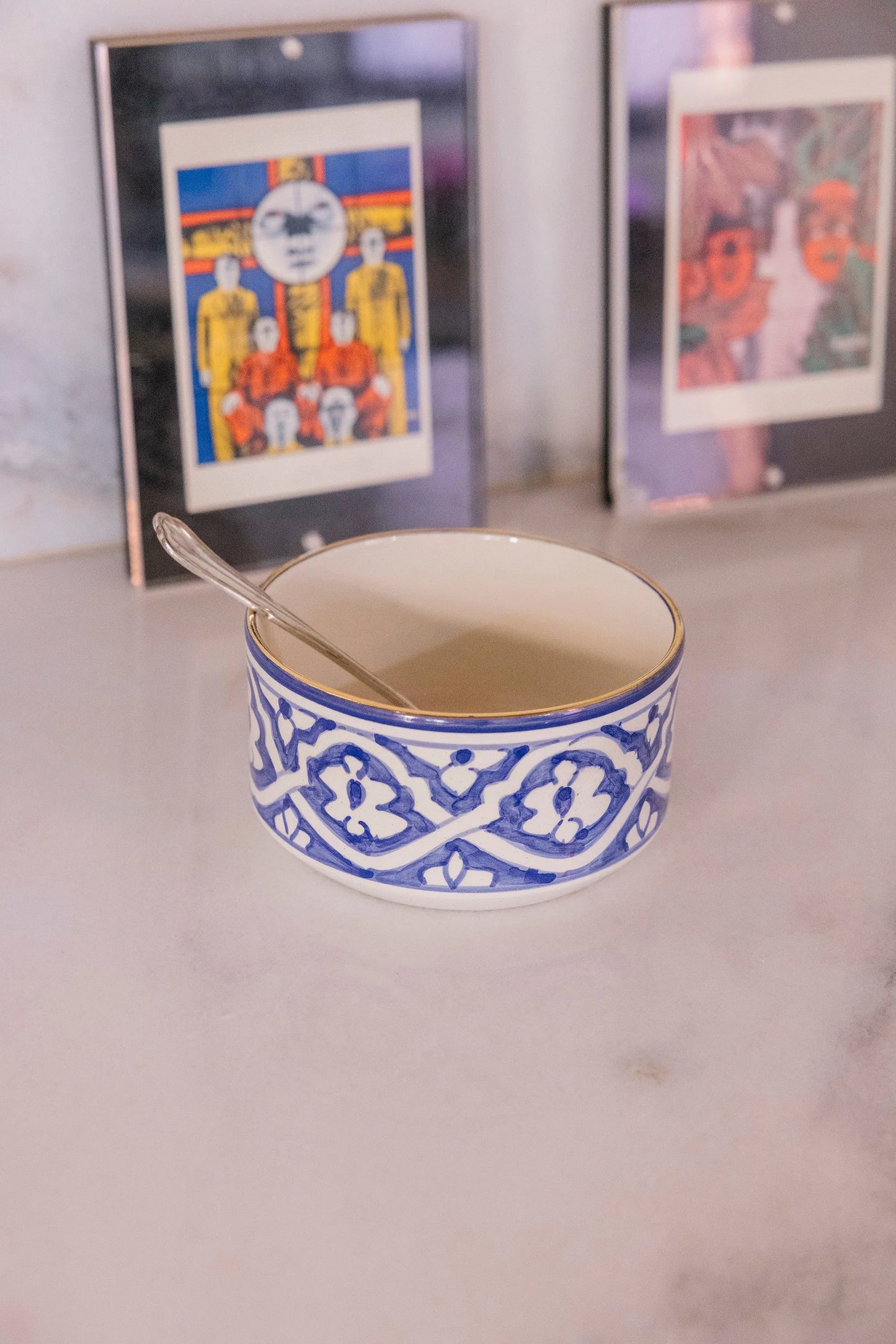Straight Serving Plate - Fassia Blue Majorelle Gold