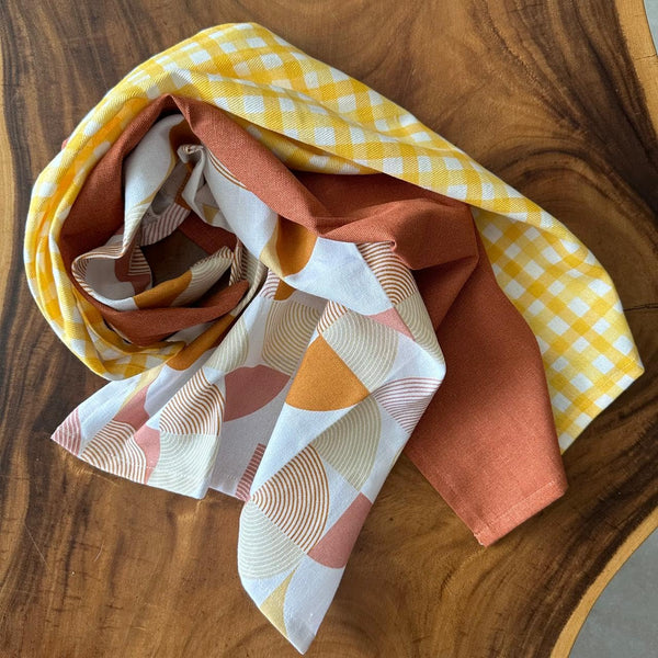 Multi Rust Abstract Geometric Tea Towel | Block Print
