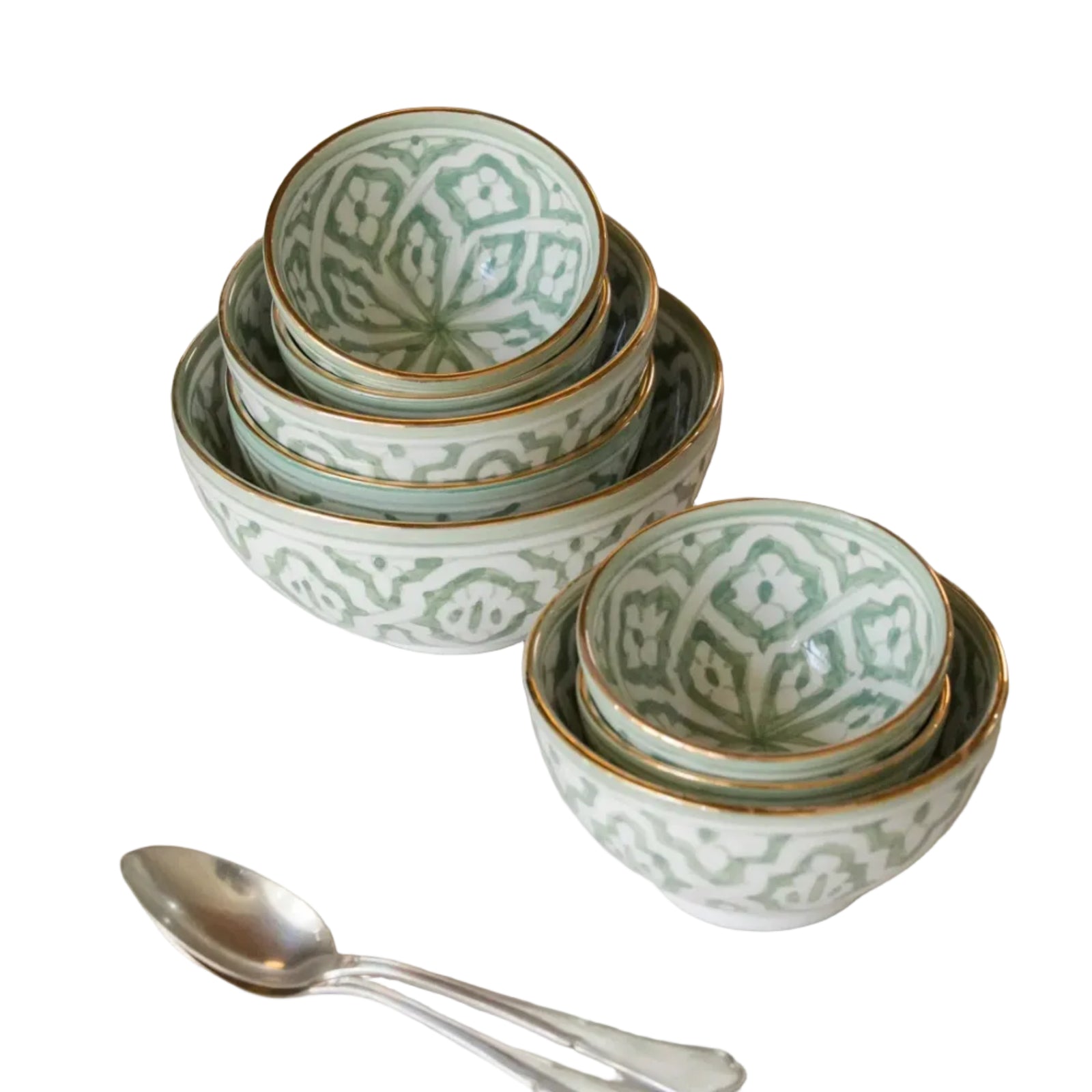 Round Bowl and Salad Bowl - Fassia Mint Gold