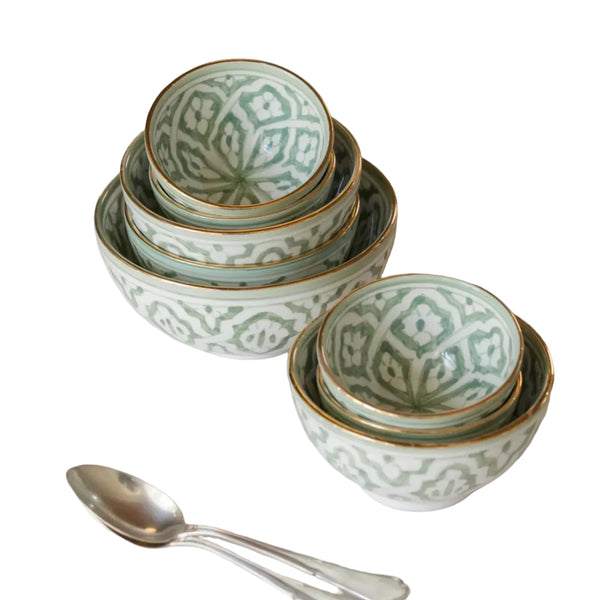 Round Bowl and Salad Bowl - Fassia Mint Gold