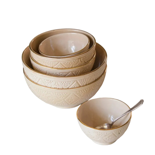 Round Bowl and Salad Bowl - Sahara Gold Imprint