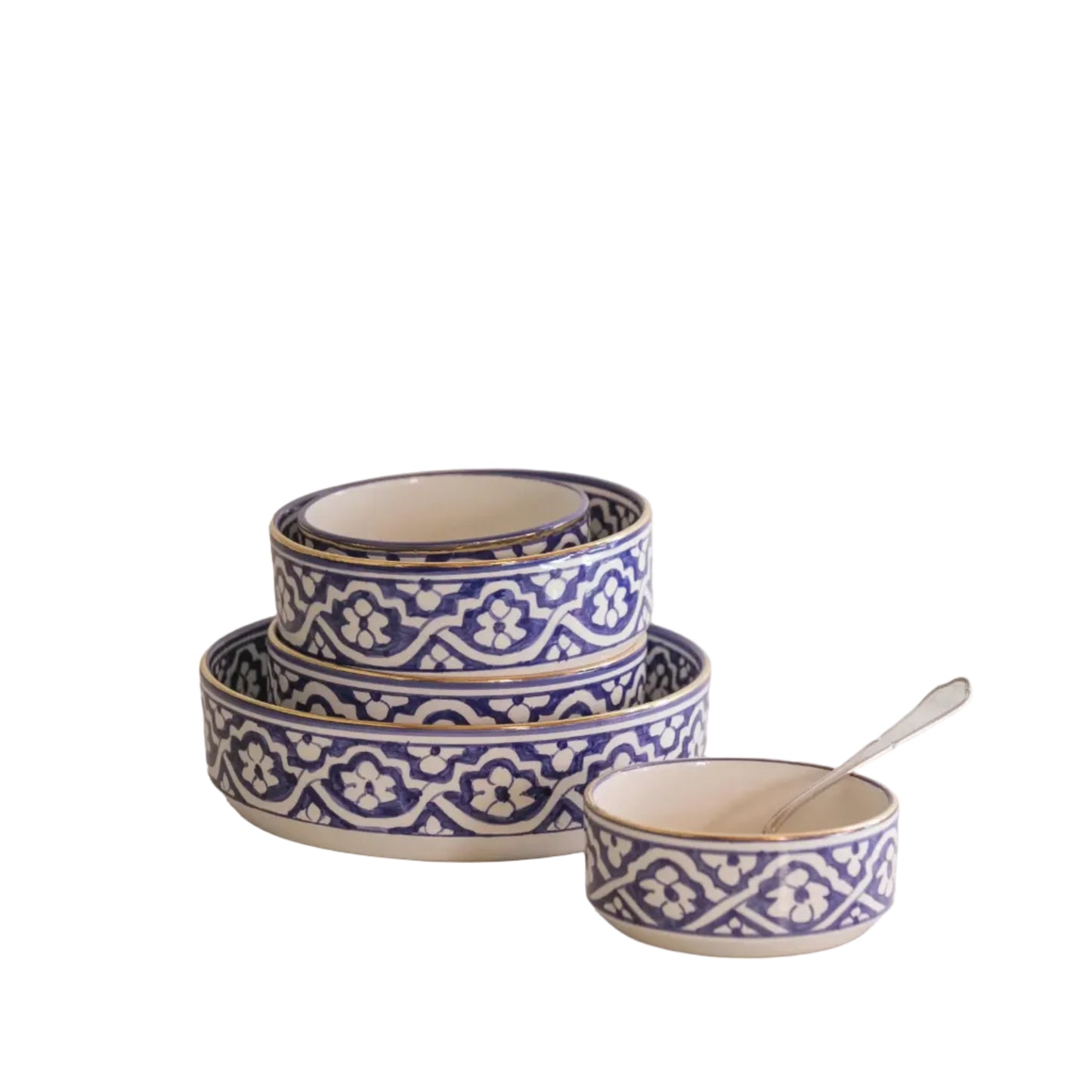 Straight Serving Plate - Fassia Blue Majorelle Gold