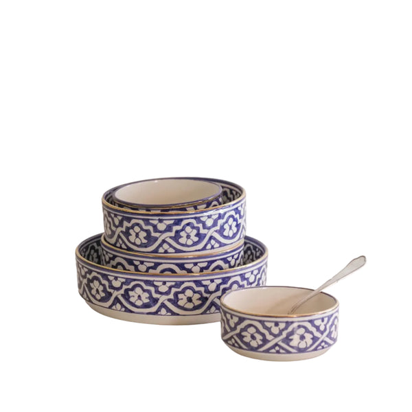 Straight Serving Plate - Fassia Blue Majorelle Gold