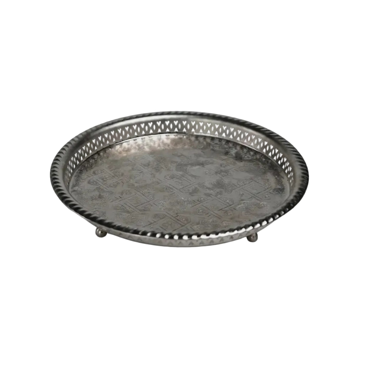 Engraved Tray on Feet - Chabi Chic Vintage