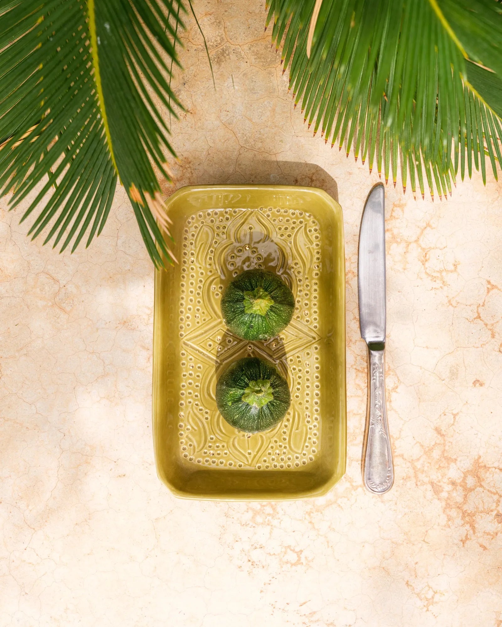 Rectangular Serving Tray - Khaki Gold Imprint