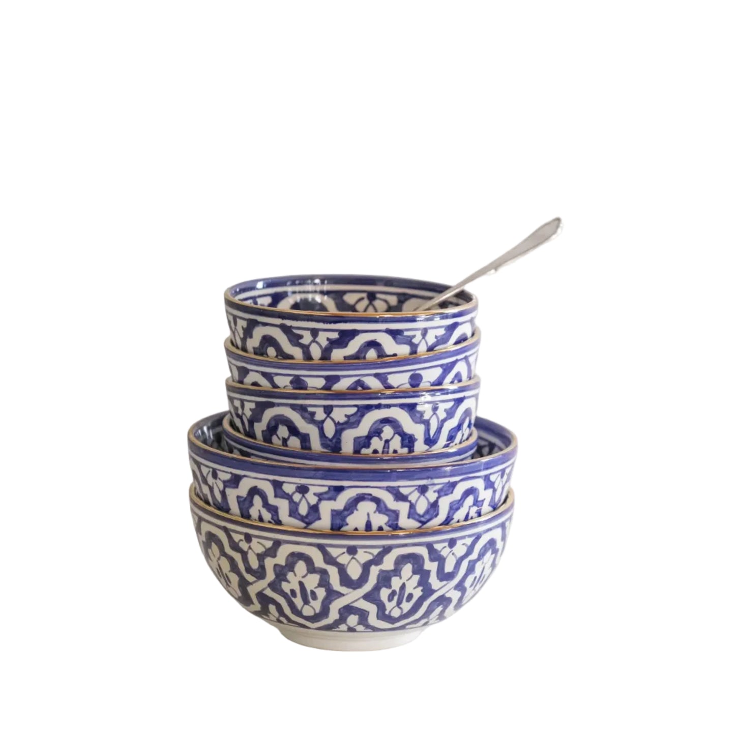 Round Bowl and Salad Bowl - Fassia Blue Majorelle Gold